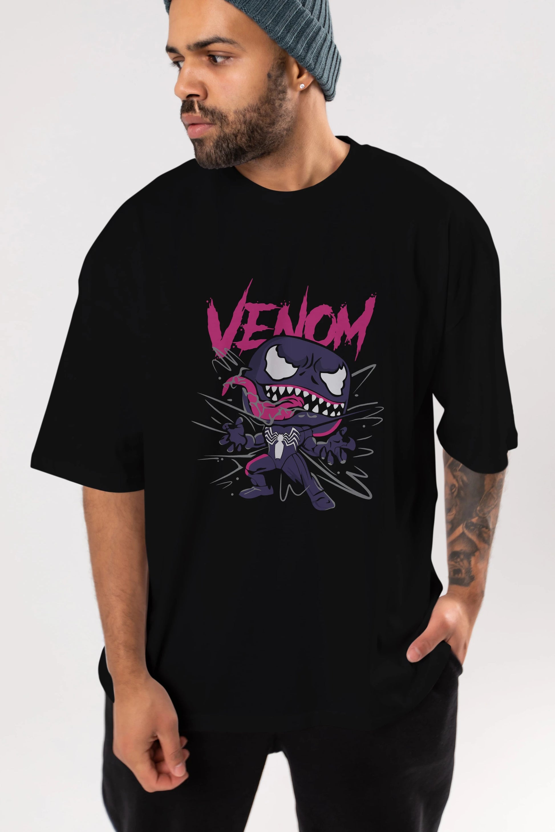 Venom (20) Ön Baskılı Oversize t-shirt Erkek Kadın Unisex %100 Pamuk Bisiklet Yaka tişort