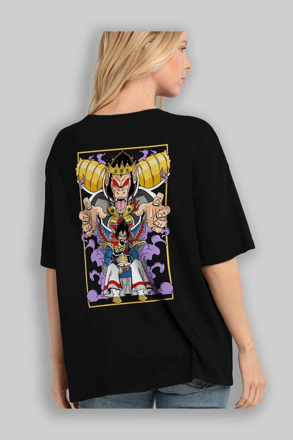 DragonBall ReyVegeta Anime Arka Baskılı Oversize t-shirt Erkek Kadın Unisex