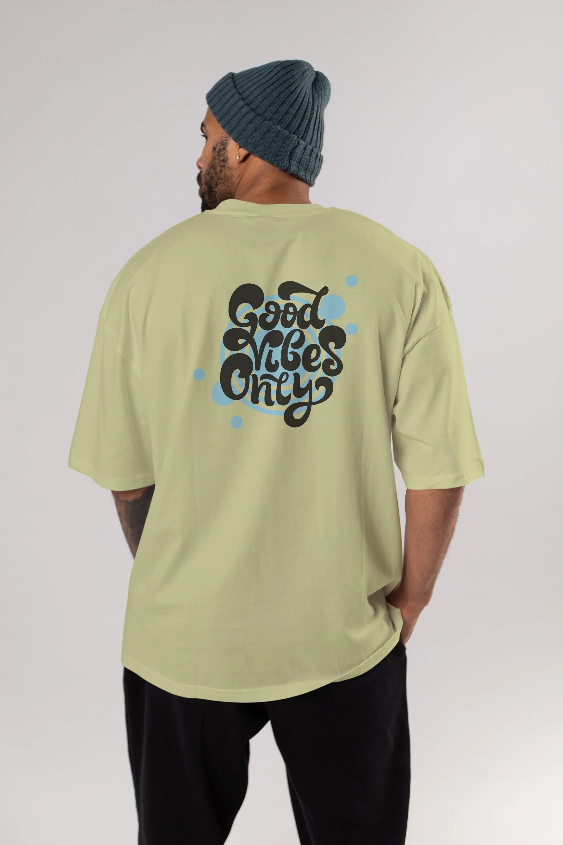 Good Vibes Only Yazılı Arka Baskılı Oversize t-shirt Erkek Kadın Unisex
