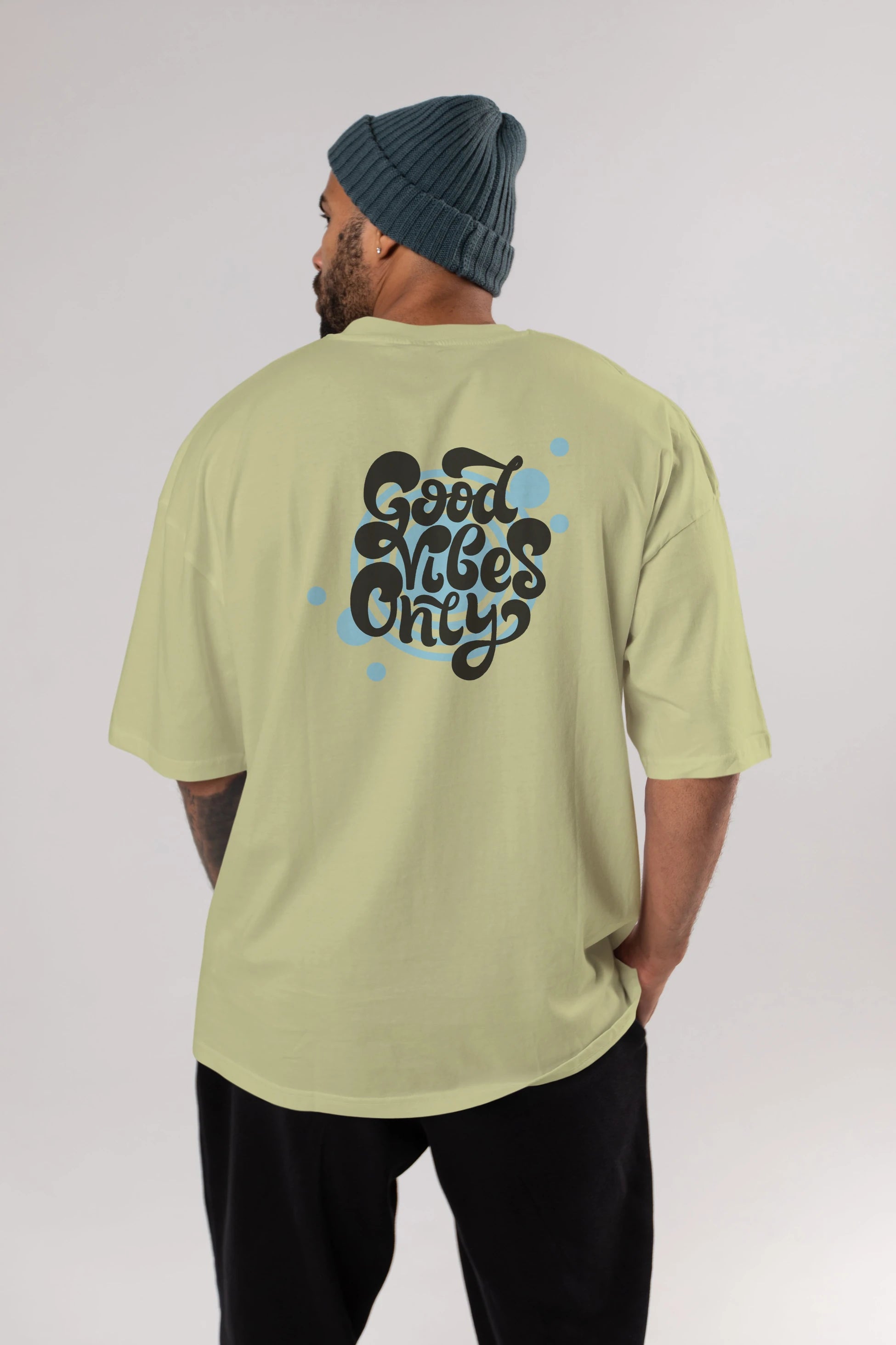 Good Vibes Only Yazılı Arka Baskılı Oversize t-shirt Erkek Kadın Unisex
