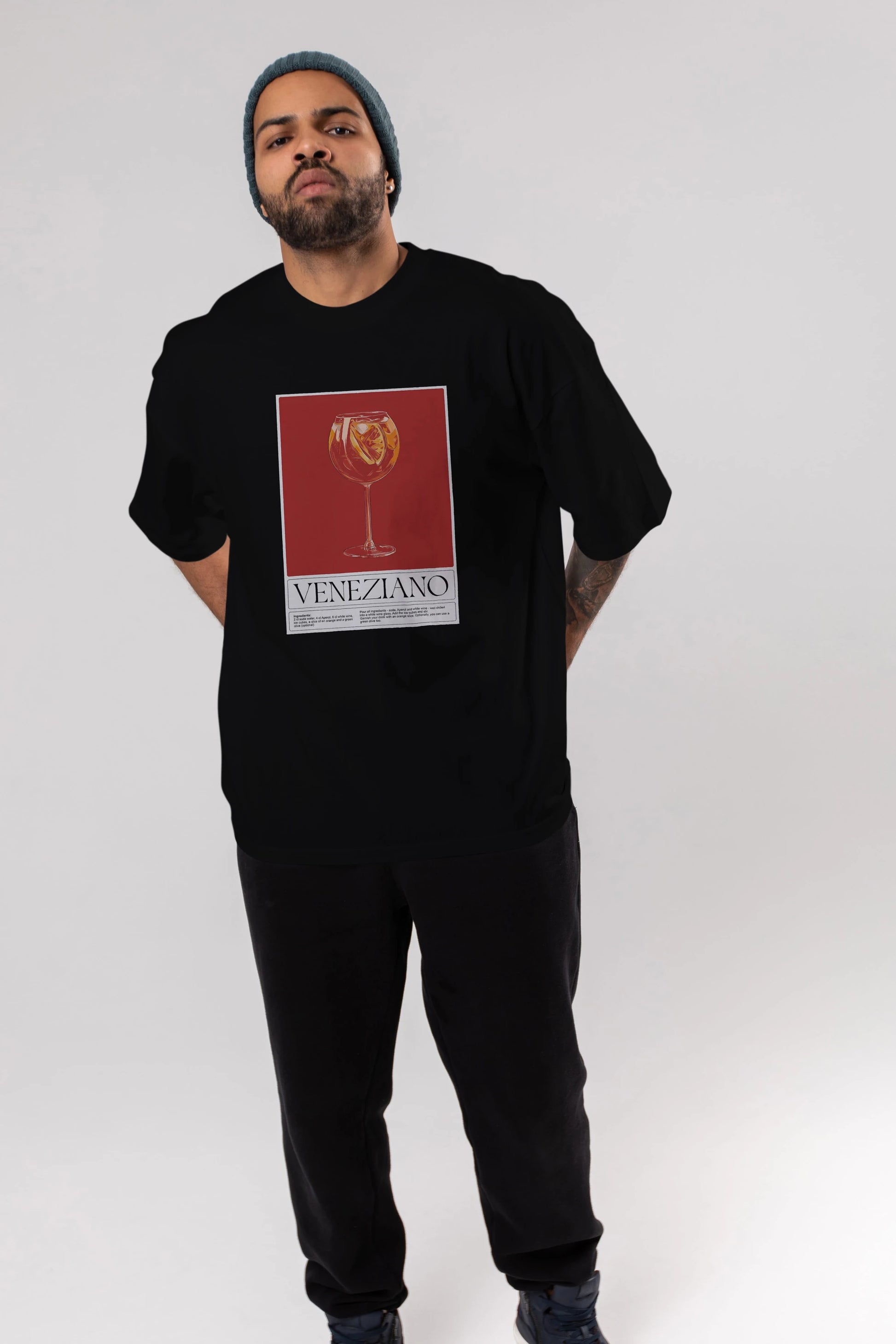 Veneziano Ön Baskılı Oversize t-shirt Erkek Kadın Unisex %100 Pamuk Bisiklet Yaka tişort