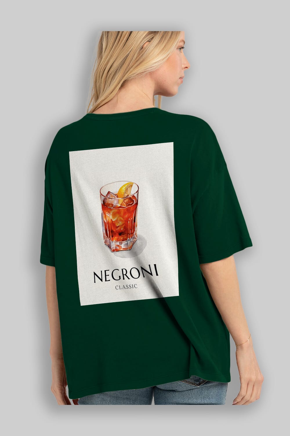 Negroni Classic Arka Baskılı Oversize t-shirt Erkek Kadın Unisex %100 Pamuk Bisiklet Yaka tişort