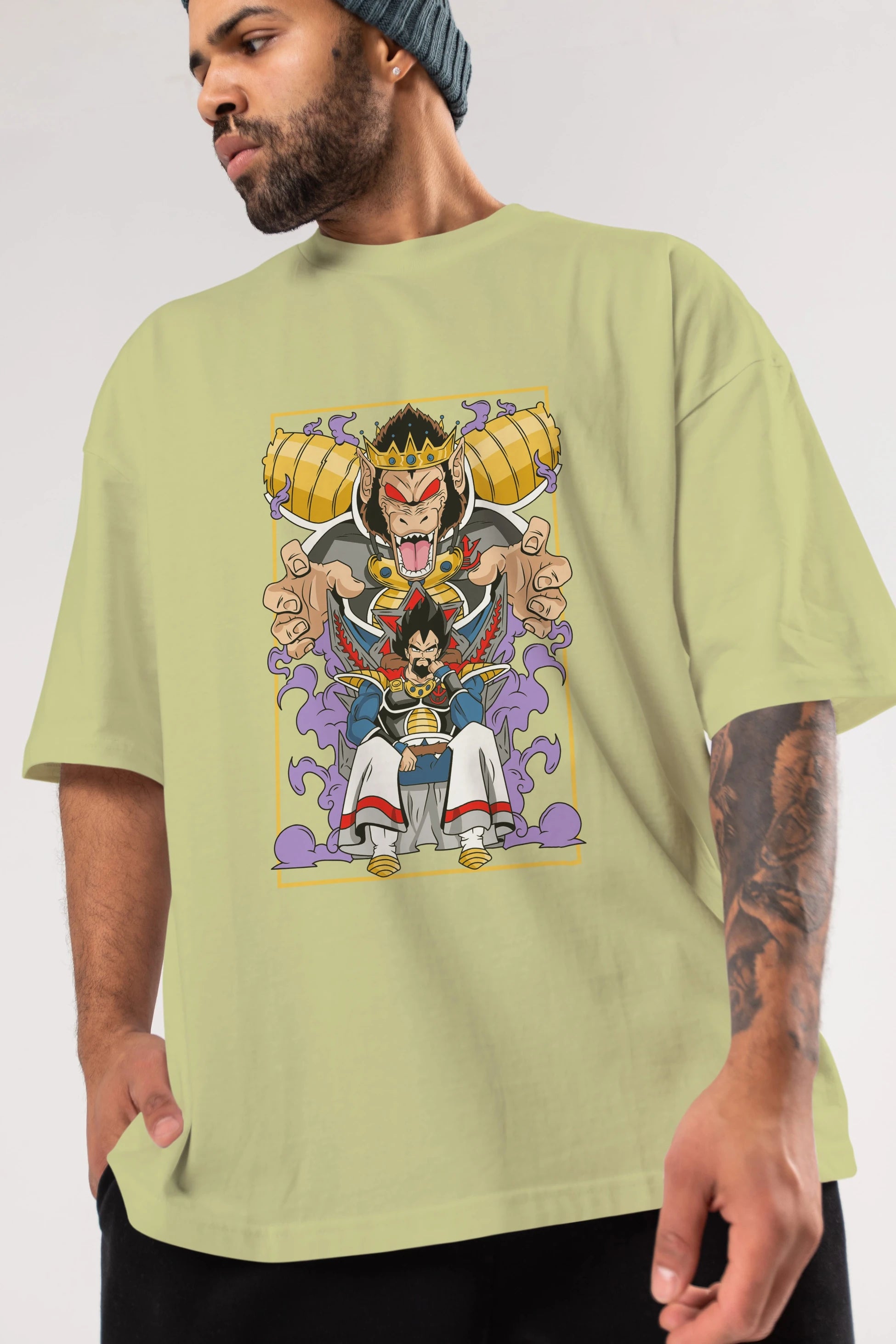 DragonBall ReyVegeta Anime Ön Baskılı Oversize t-shirt %100 pamuk Erkek Kadın Unisex