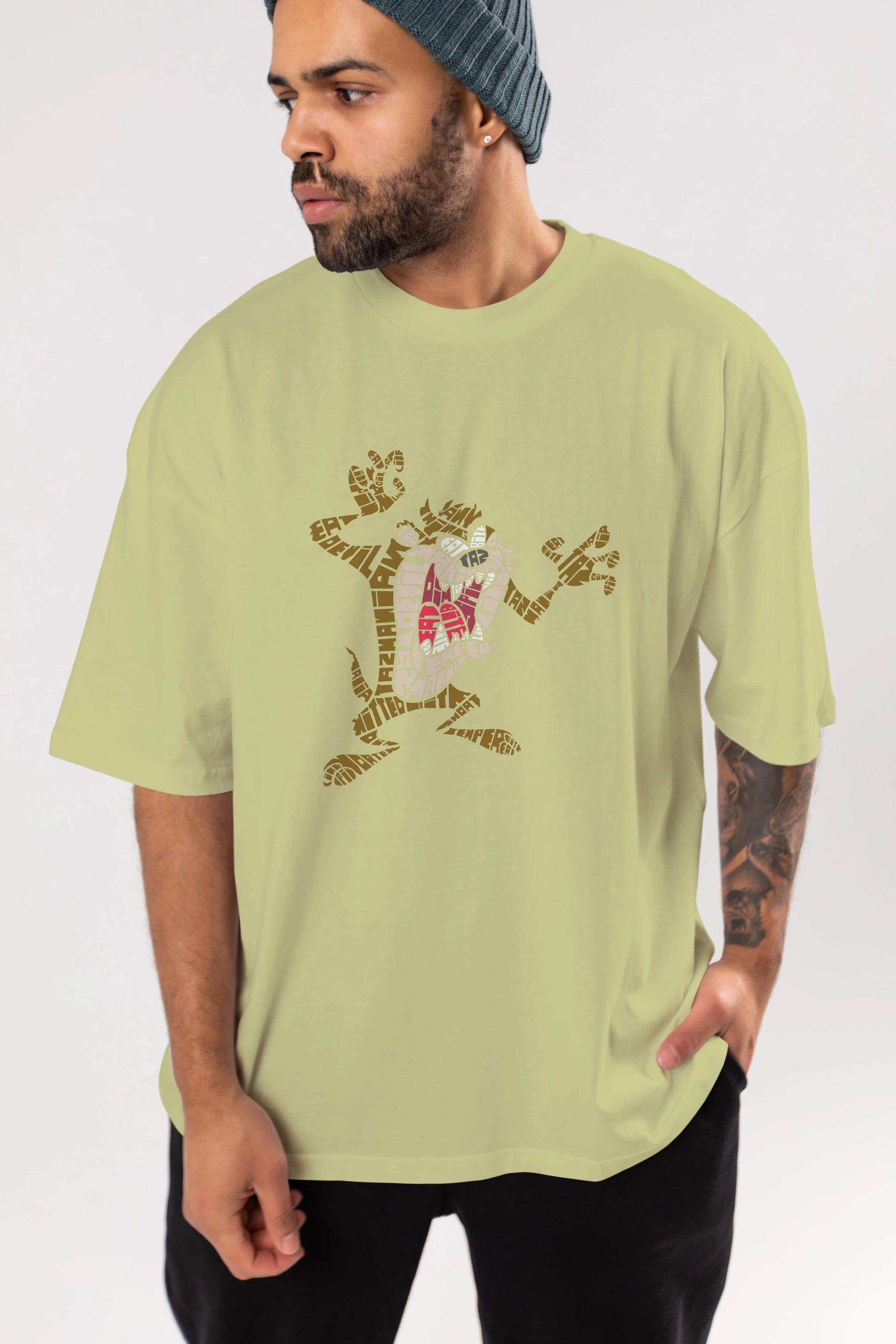 Tazmania Ön Baskılı Oversize t-shirt %100 pamuk Erkek Kadın Unisex