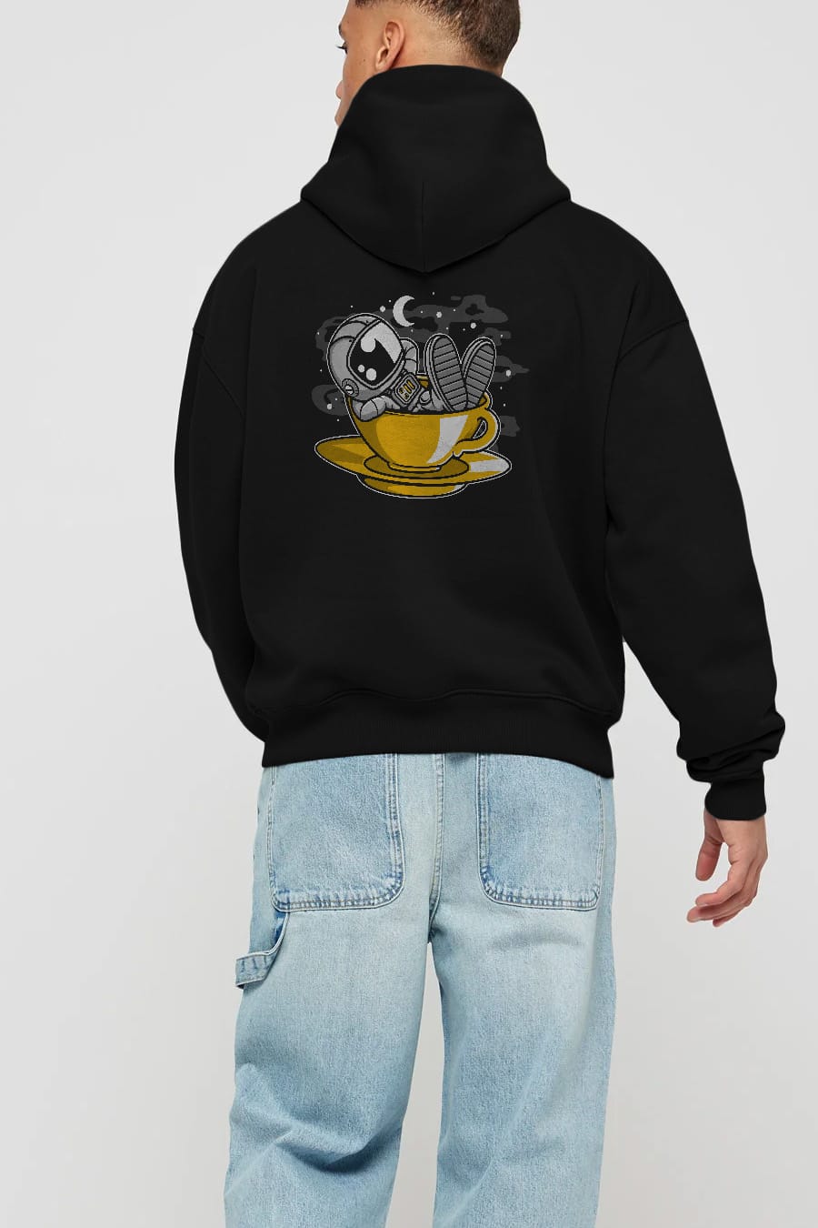 Astronaut Relax Arka Baskılı Hoodie Oversize Kapüşonlu Sweatshirt Erkek Kadın Unisex