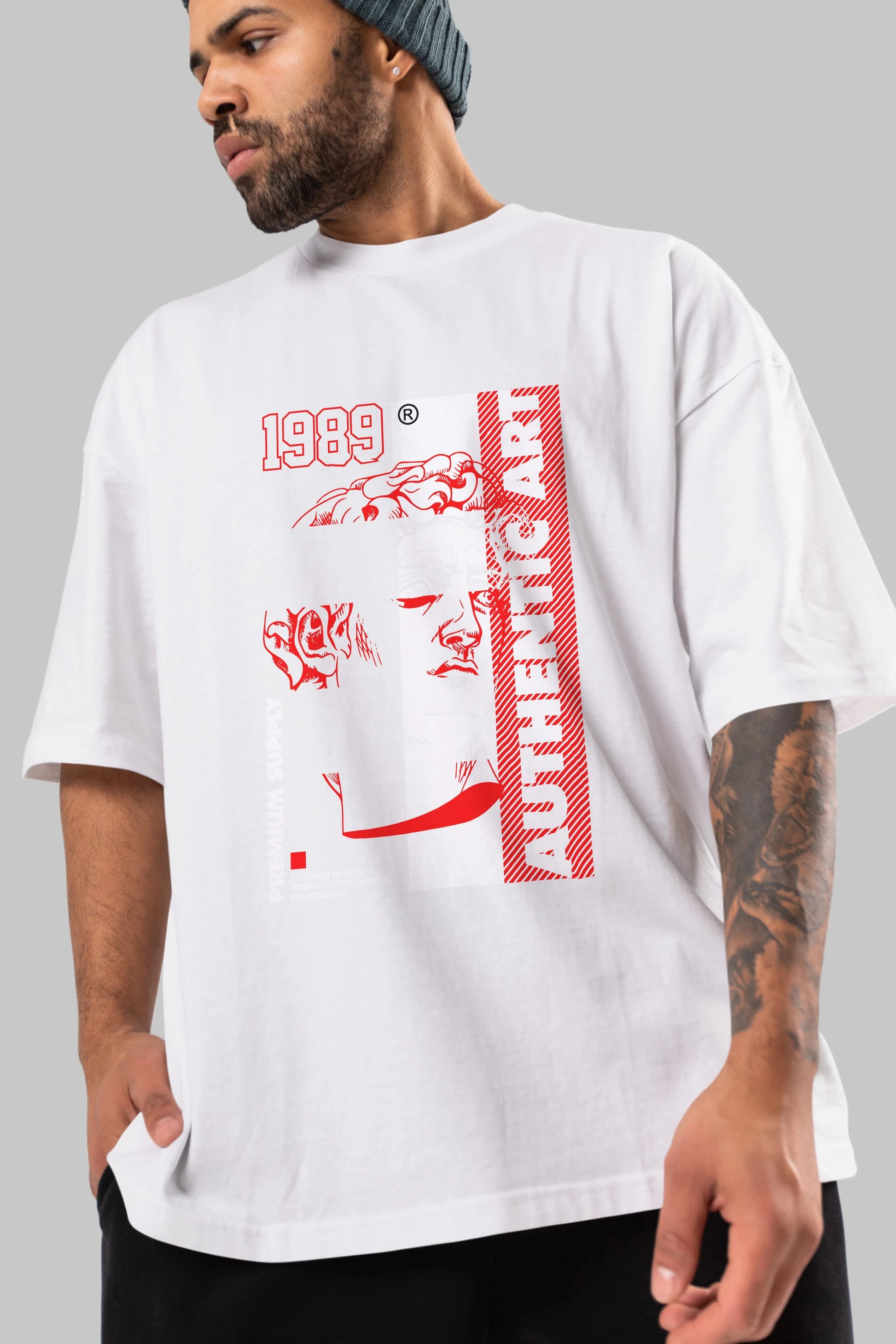 Authentic Art Ön Baskılı Oversize t-shirt Erkek Kadın Unisex
