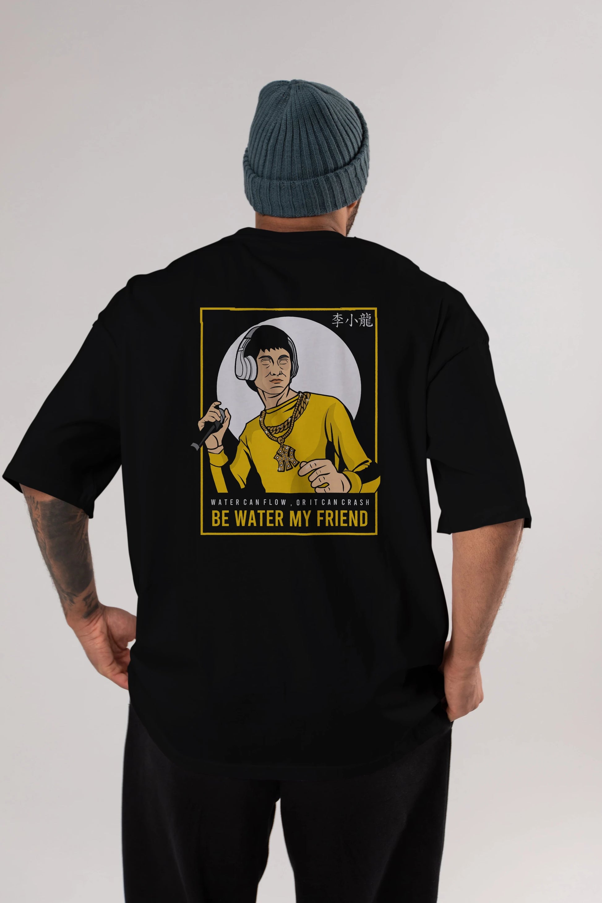 Bruce Lee Rapper Arka Baskılı Oversize t-shirt Erkek Kadın Unisex %100 Pamuk tişort