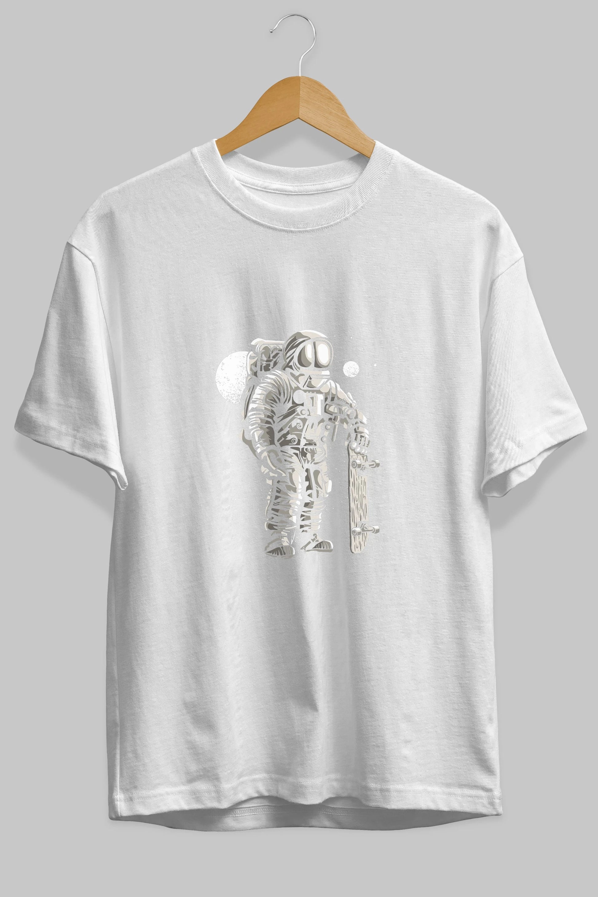 Astronaut Skater Ön Baskılı Oversize t-shirt Erkek Kadın Unisex %100 Pamuk tişort