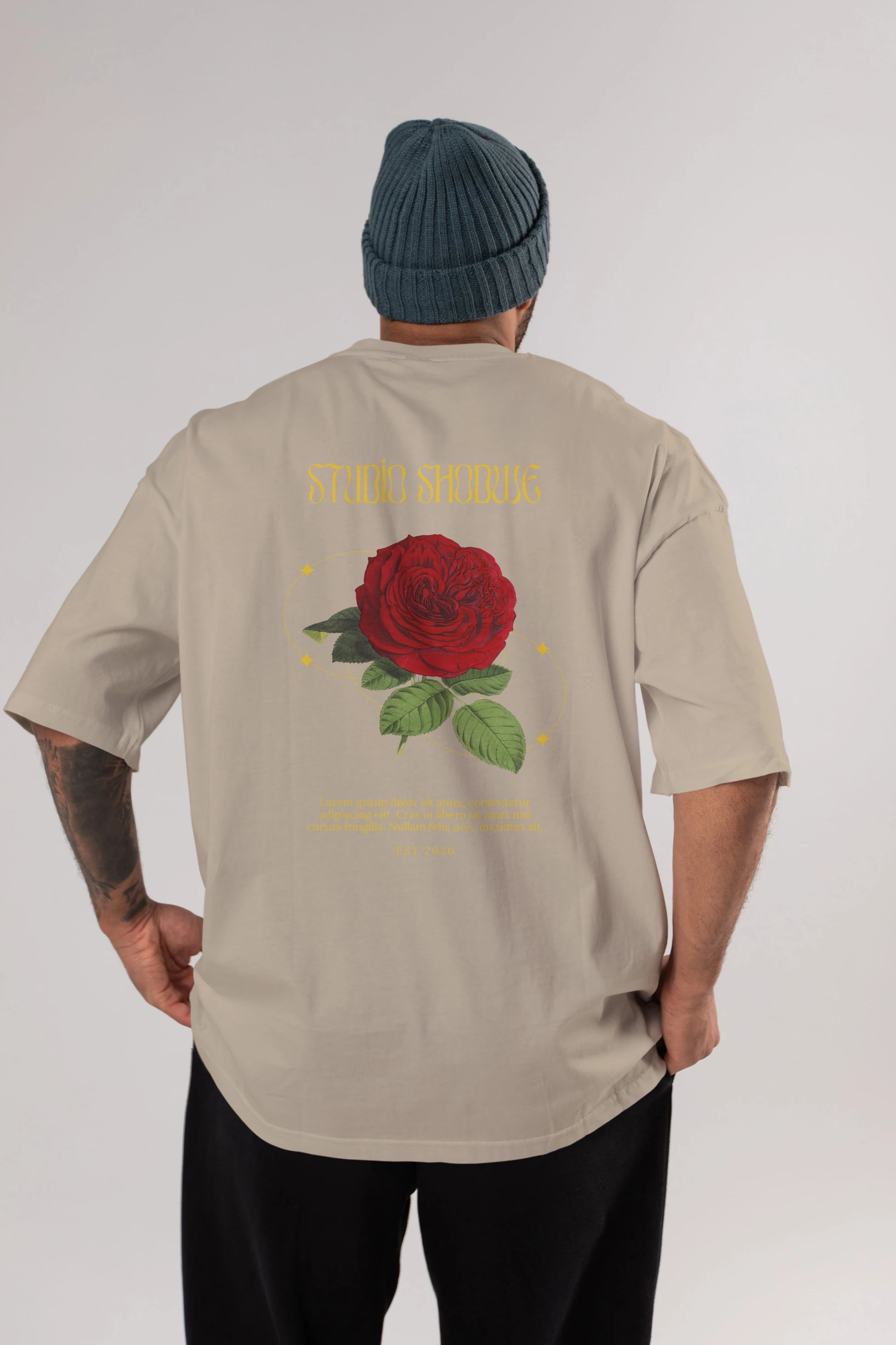 Studio Shodwe Rose Arka Baskılı Oversize t-shirt Erkek Kadın Unisex
