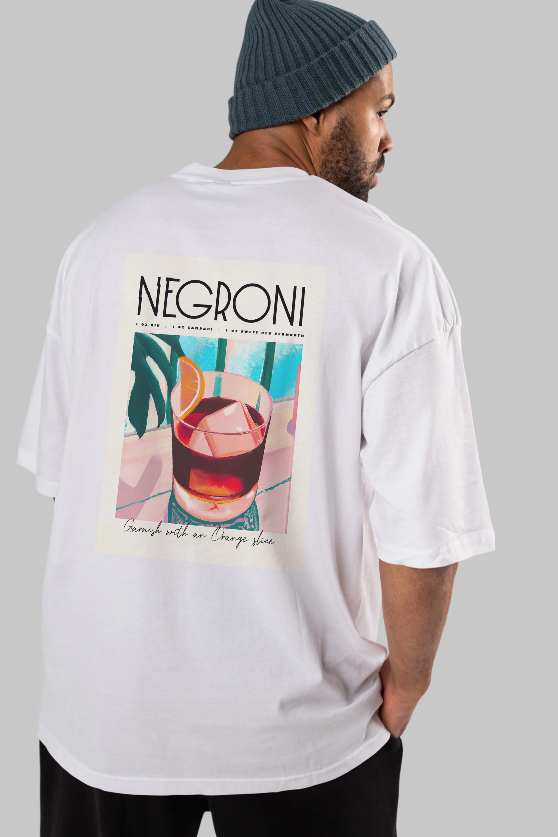 Negroni 4 Arka Baskılı Oversize t-shirt Erkek Kadın Unisex %100 Pamuk Bisiklet Yaka tişort