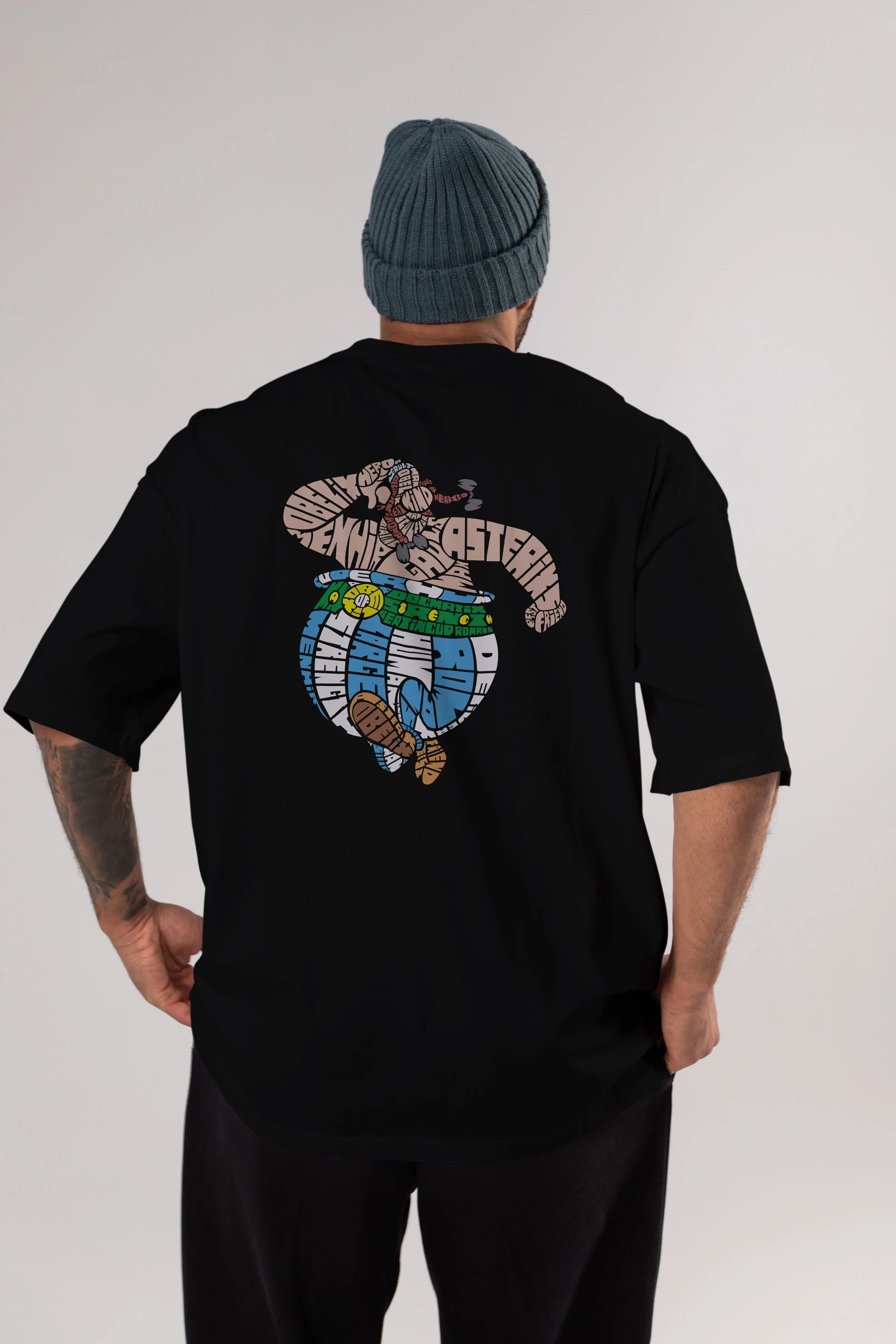 Obelix Arka Baskılı Oversize t-shirt %100 pamuk Erkek Kadın Unisex