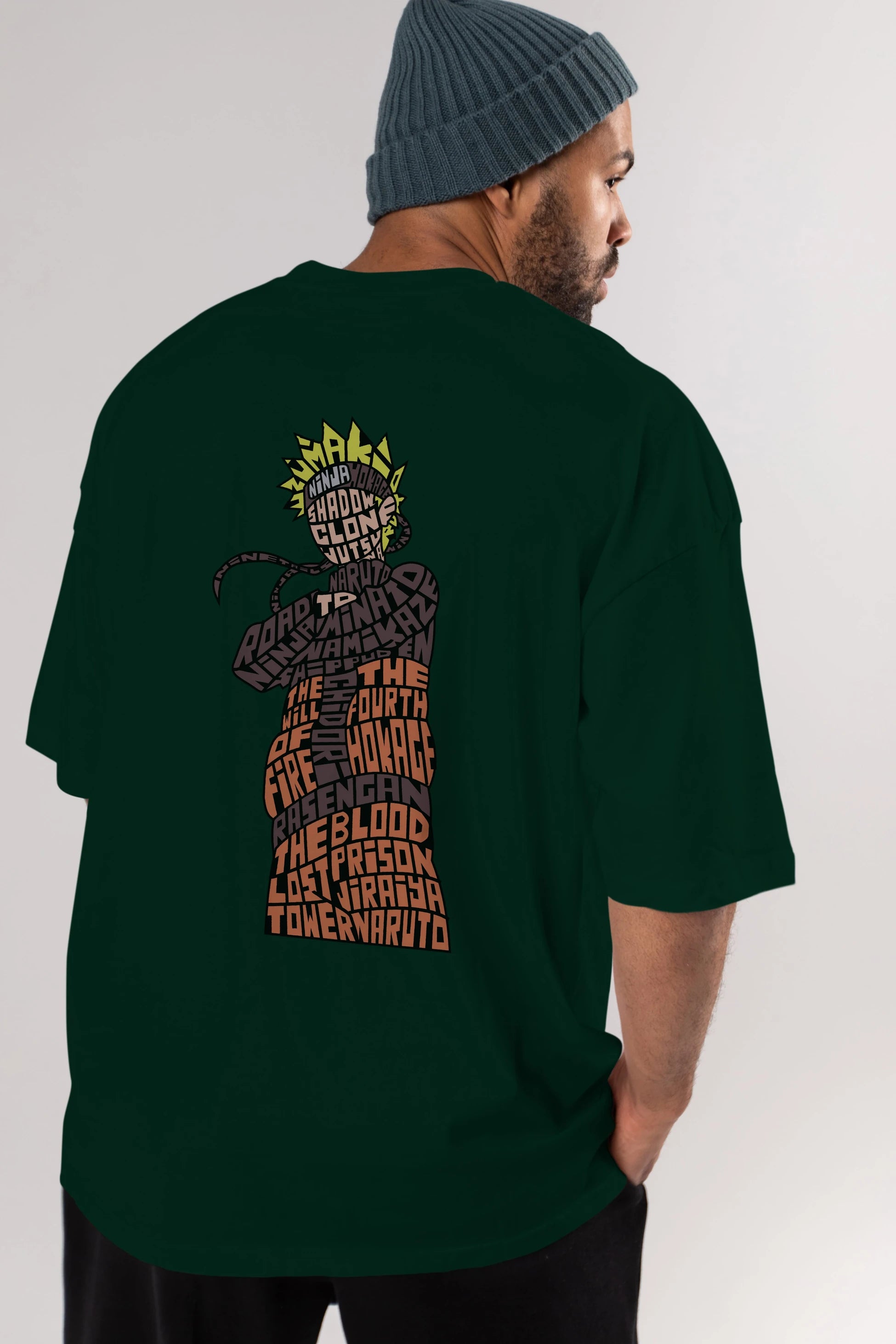 Rasengan Arka Baskılı Oversize t-shirt %100 pamuk Erkek Kadın Unisex