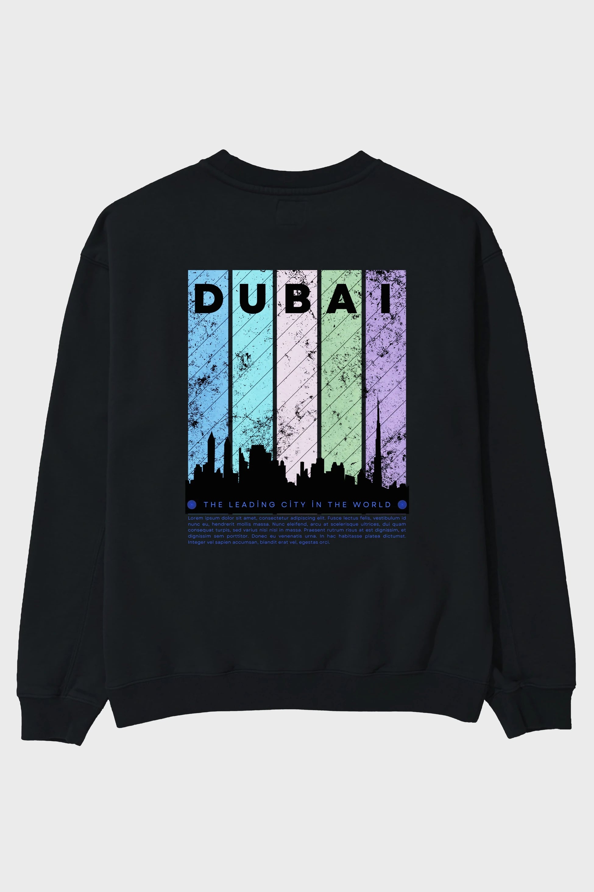 Dubai Yazılı Arka Baskılı Oversize Sweatshirt Erkek Kadın Unisex