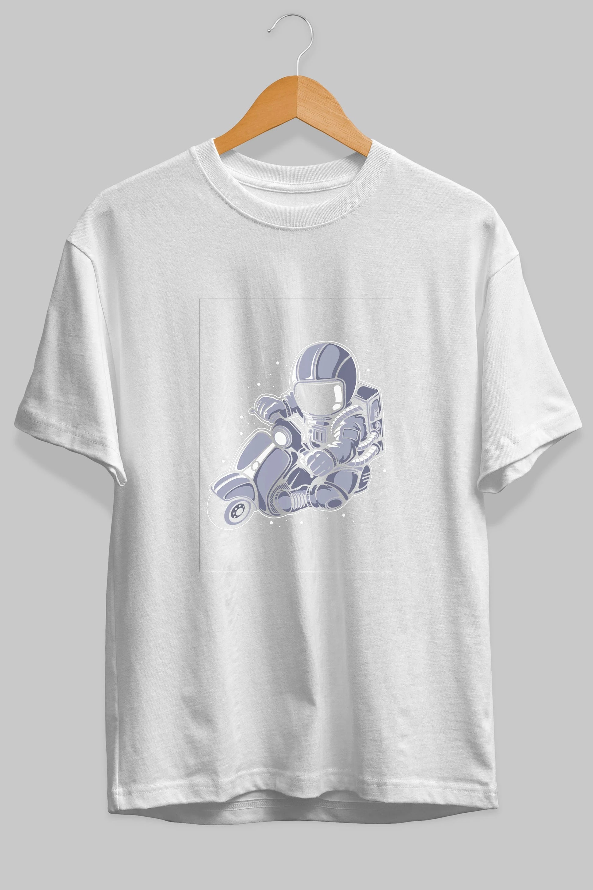 Astronaut Scooter (2) Ön Baskılı Oversize t-shirt Erkek Kadın Unisex