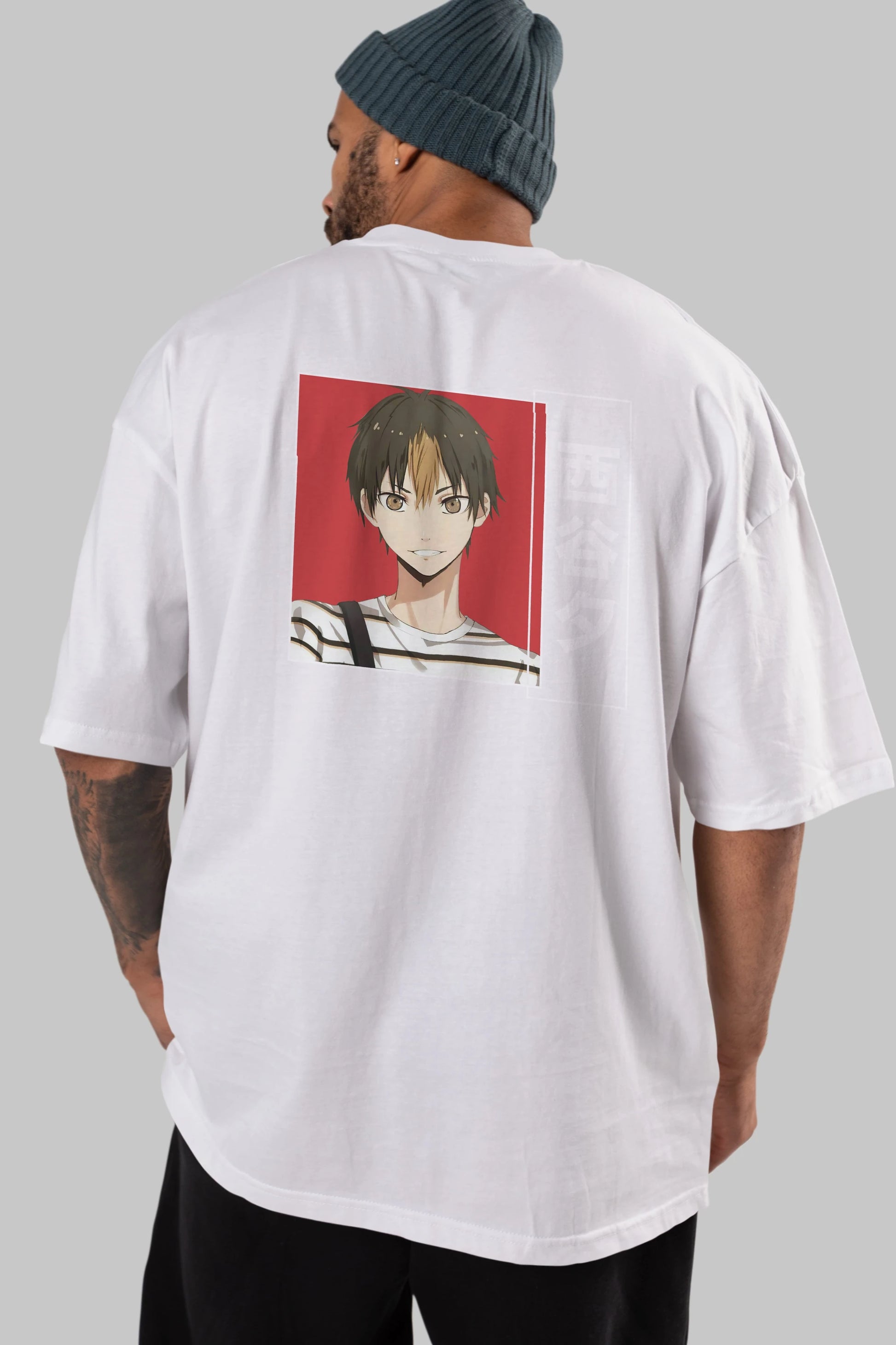 Yuu Nishinoya 1 Anime Arka Baskılı Oversize t-shirt Erkek Kadın Unisex