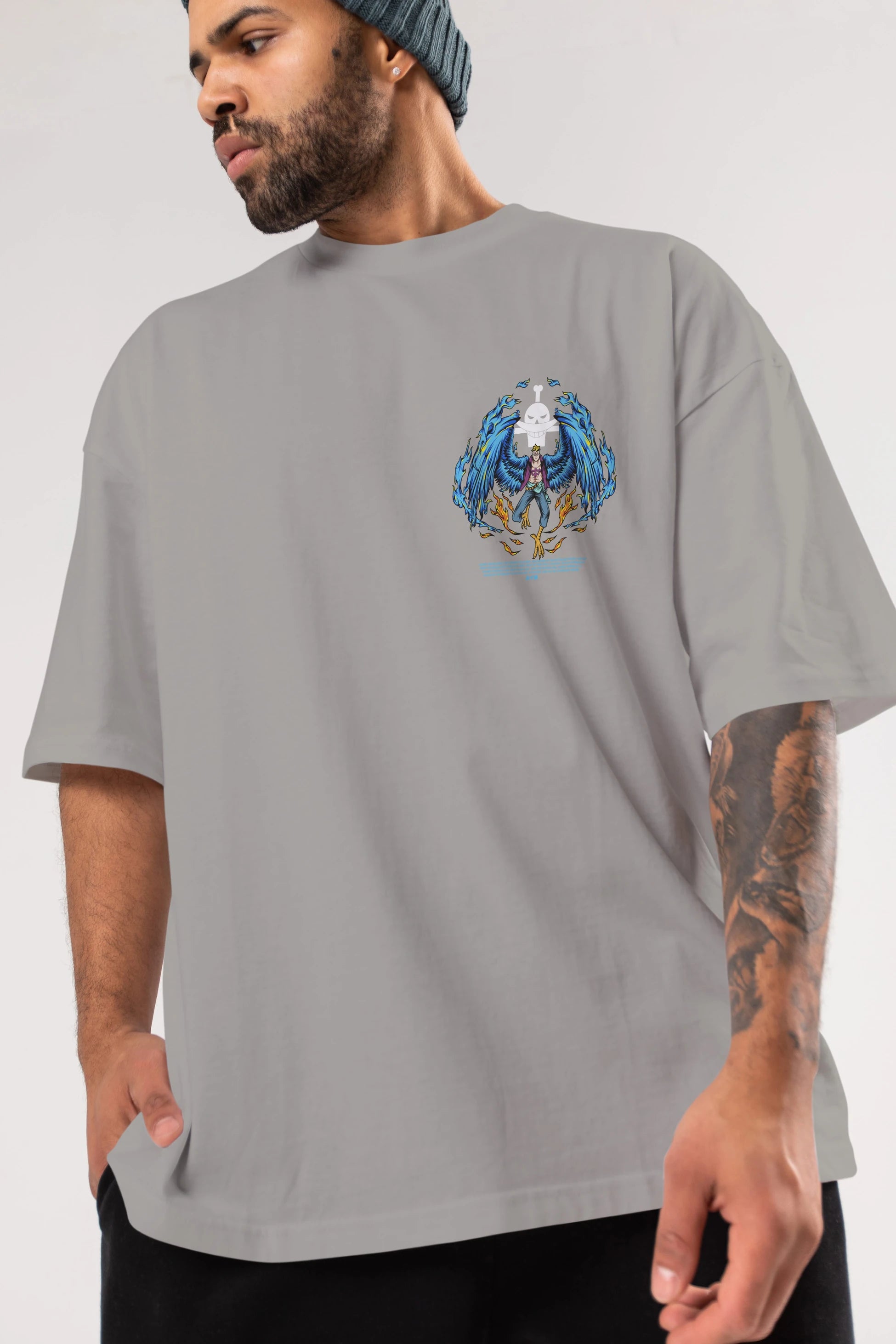 Marco Ön Sol Baskılı Oversize t-shirt Erkek Kadın Unisex %100 Pamuk Bisiklet Yaka tişort