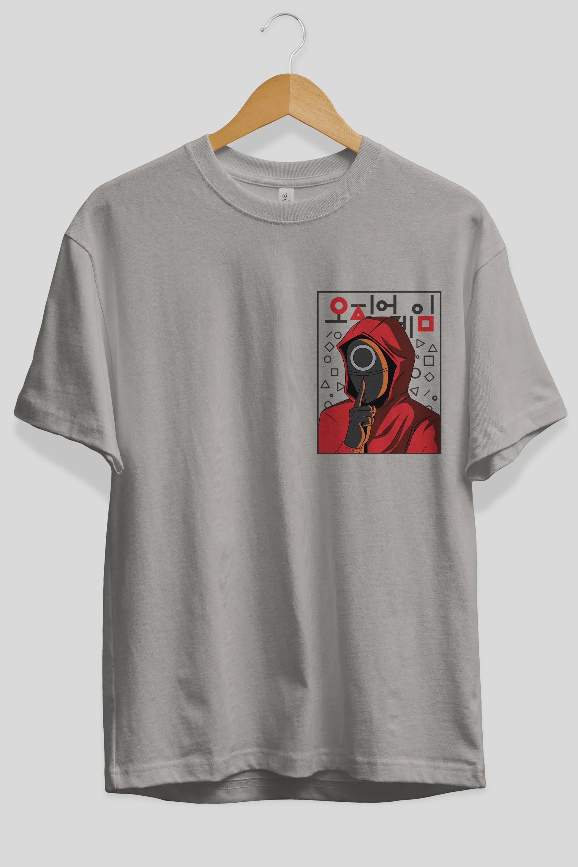 Squid Game (5) Ön Sol Baskılı Oversize t-shirt Erkek Kadın Unisex %100 Pamuk Bisiklet Yaka tişort