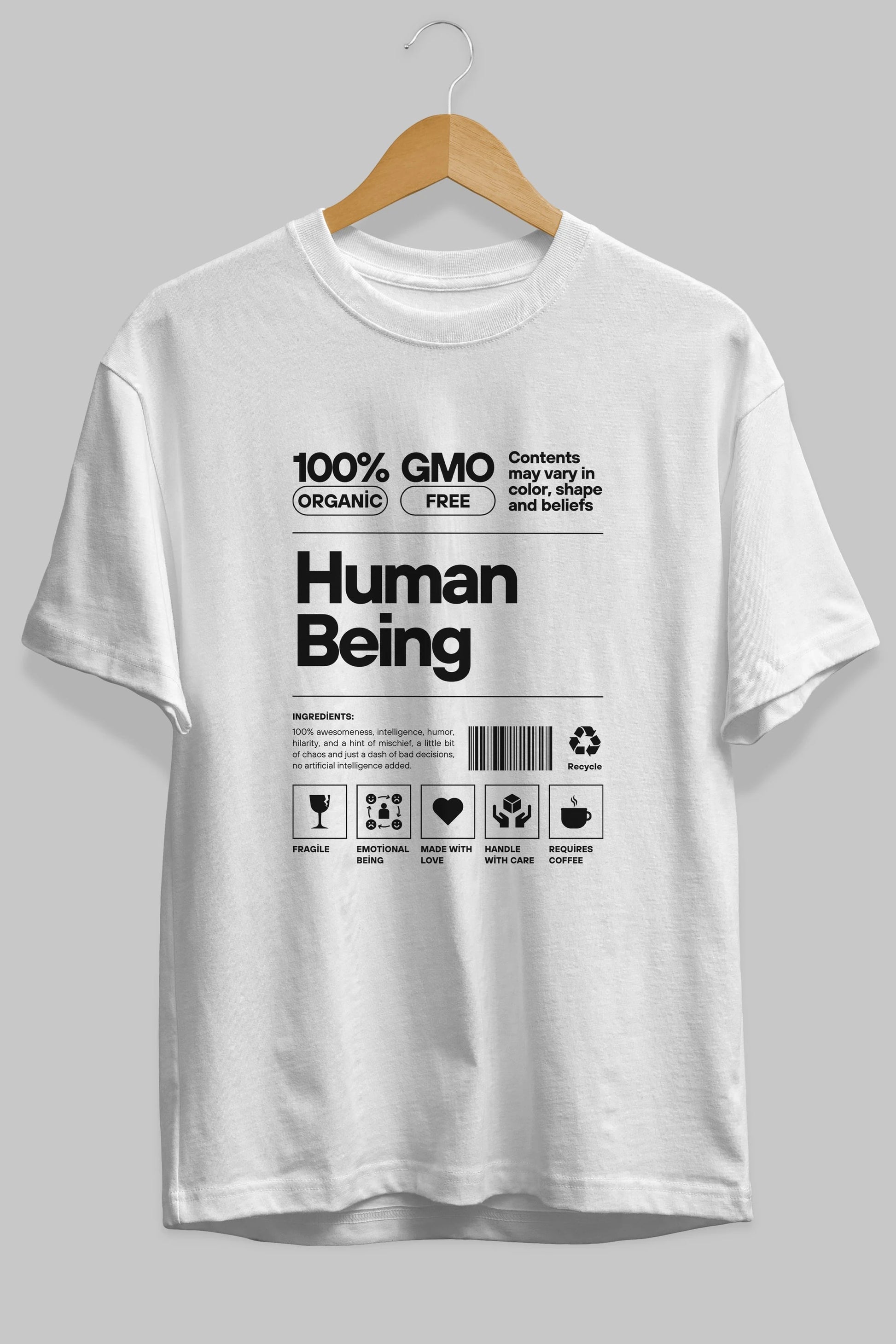 Human Being Ön Baskılı Oversize t-shirt Erkek Kadın Unisex