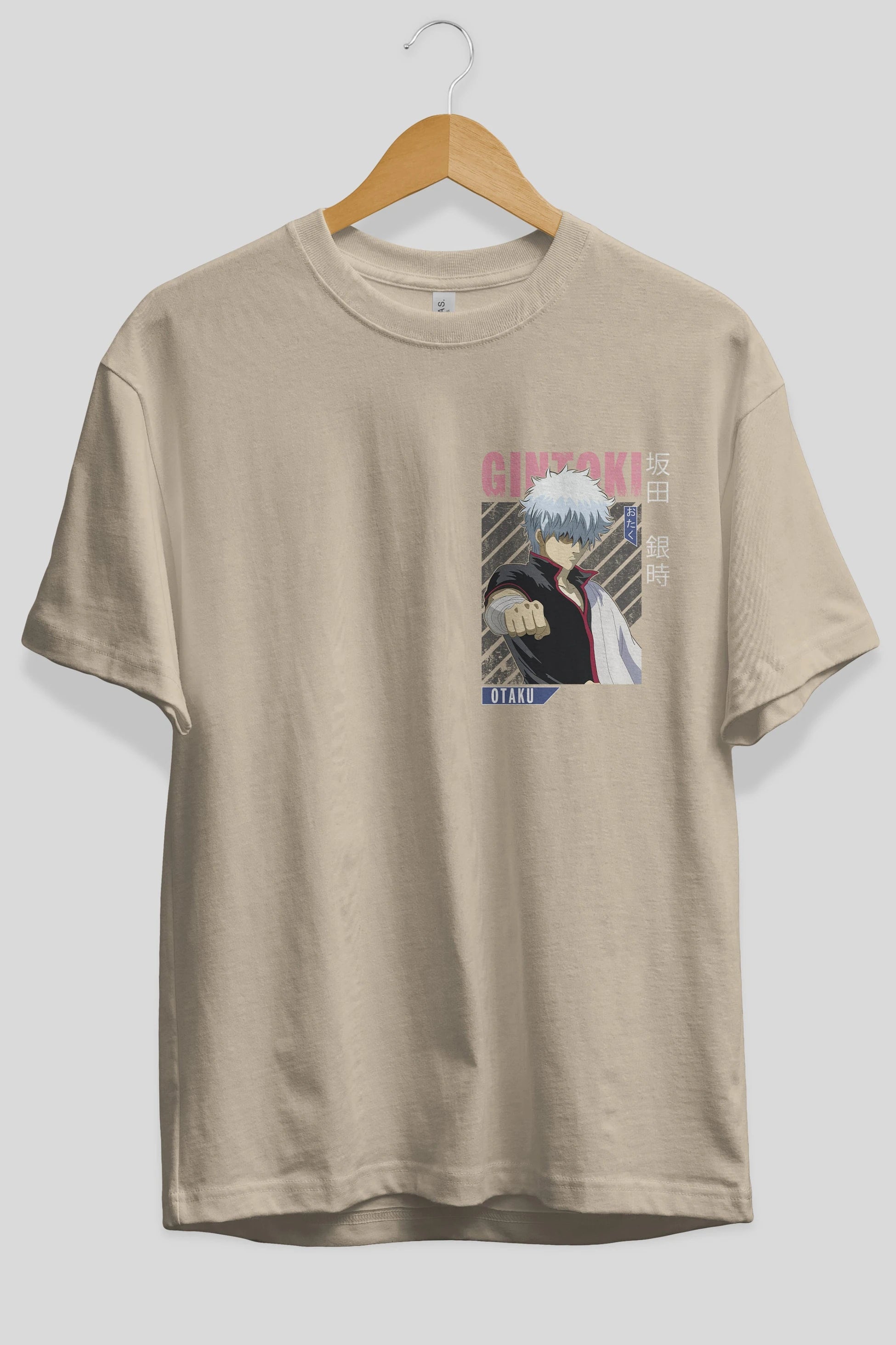 Gintoki Sakata GINTAMA 2 Ön Sol Baskılı Oversize t-shirt Erkek Kadın Unisex %100 Pamuk Bisiklet Yaka tişort