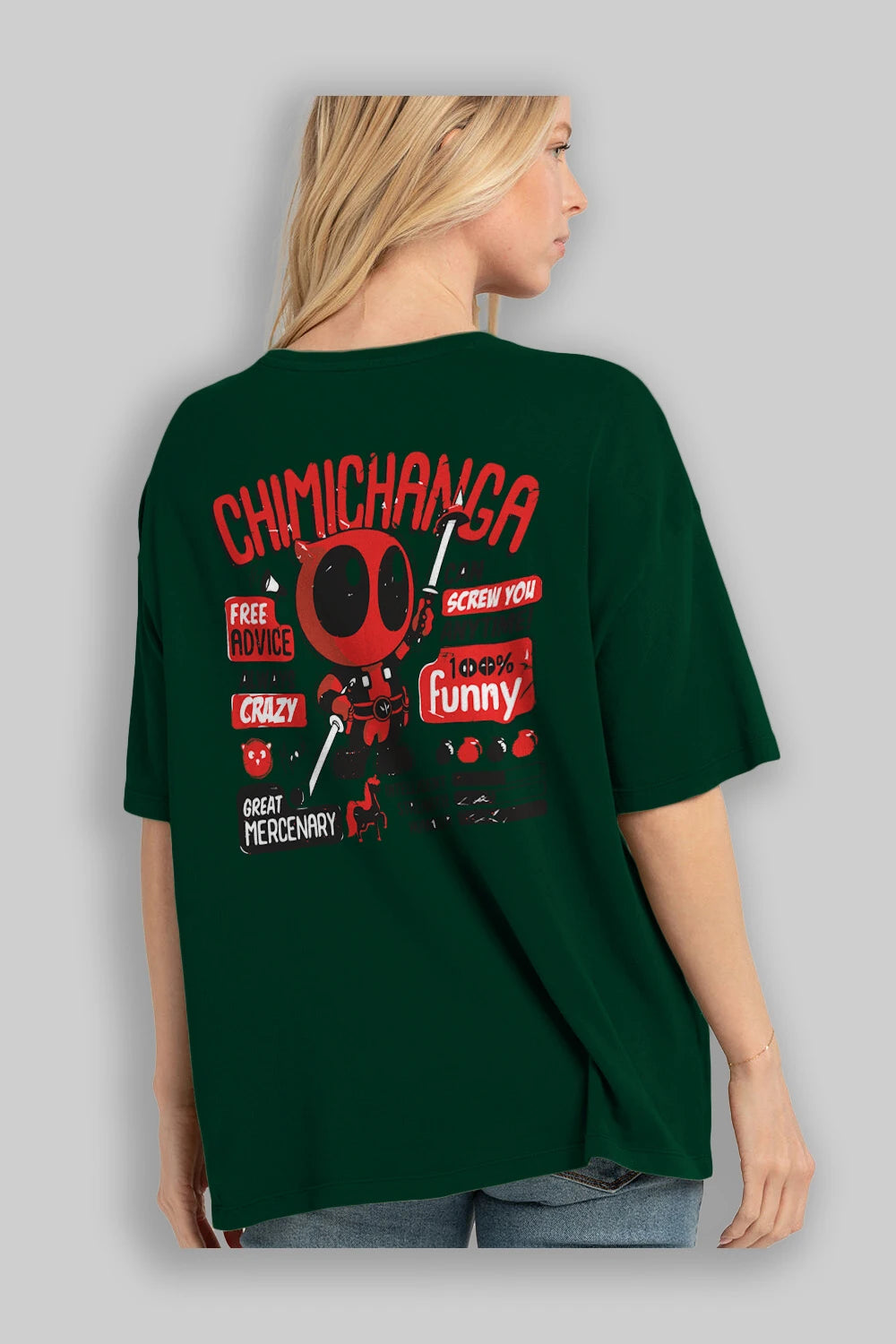 Deadpool (9) Arka Baskılı Oversize t-shirt Erkek Kadın Unisex %100 Pamuk Bisiklet Yaka tişort