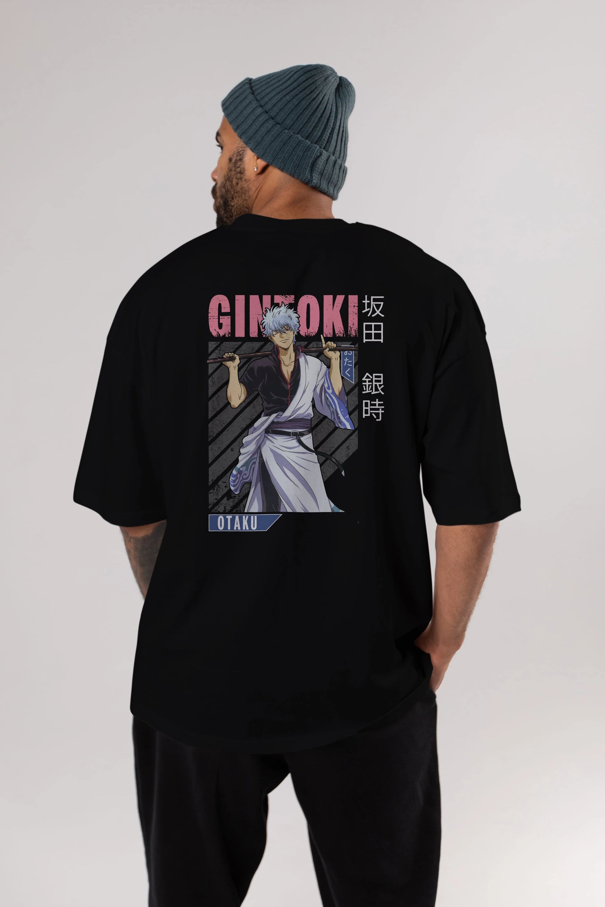 Gintoki Sakata GINTAMA 3 Anime Arka Baskılı Oversize t-shirt Erkek Kadın Unisex