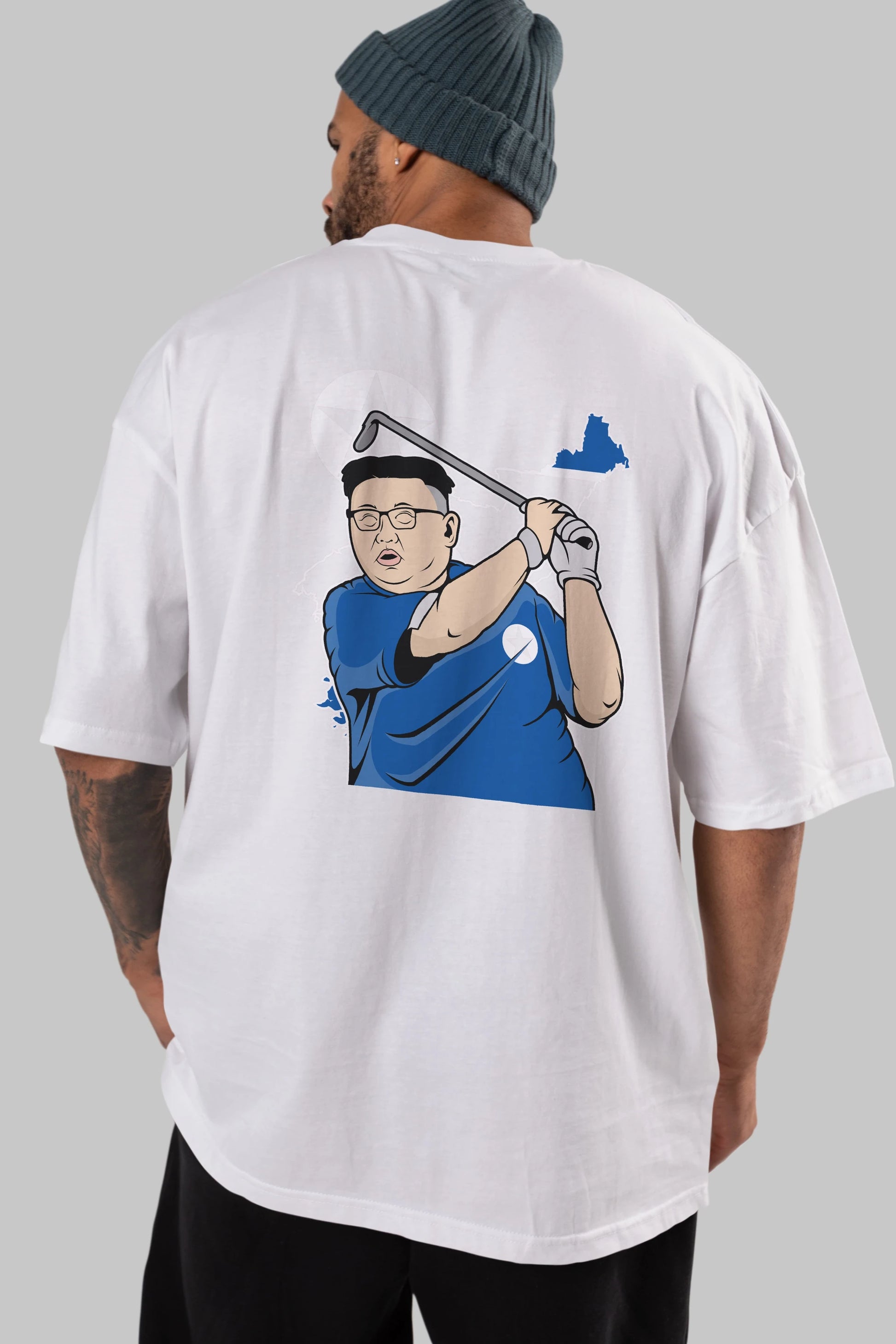 Kim Golf Arka Baskılı Oversize t-shirt Erkek Kadın Unisex %100 Pamuk tişort