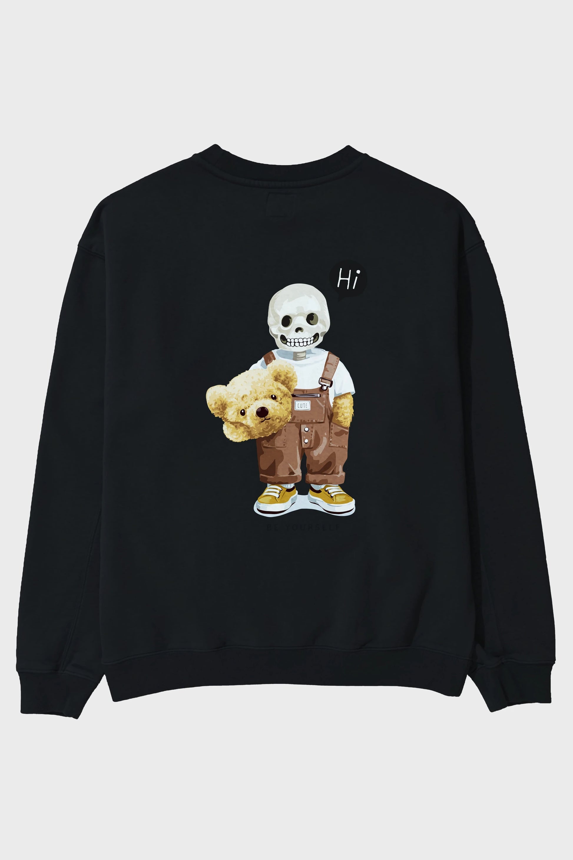 Teddy Bear hi Arka Baskılı Oversize Sweatshirt Erkek Kadın Unisex