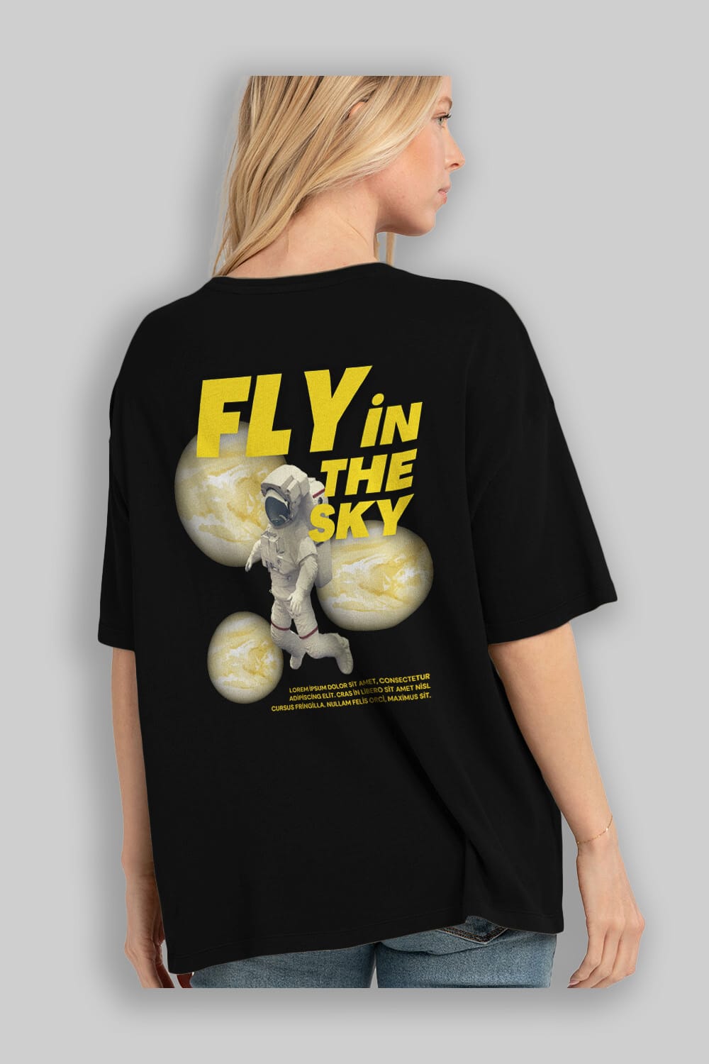 Fly in The Sky Arka Baskılı Oversize t-shirt Erkek Kadın Unisex
