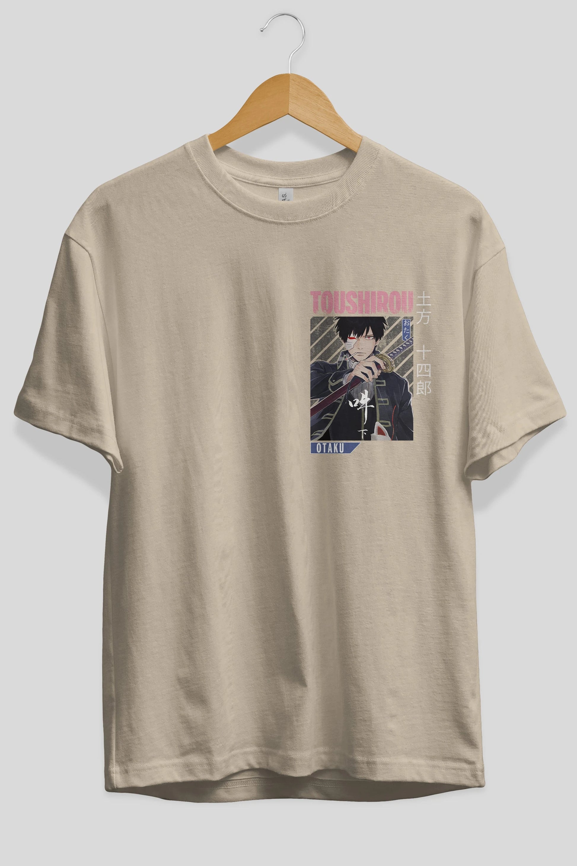 Toushirou Hijikata 1 Ön Sol Baskılı Oversize t-shirt Erkek Kadın Unisex %100 Pamuk Bisiklet Yaka tişort