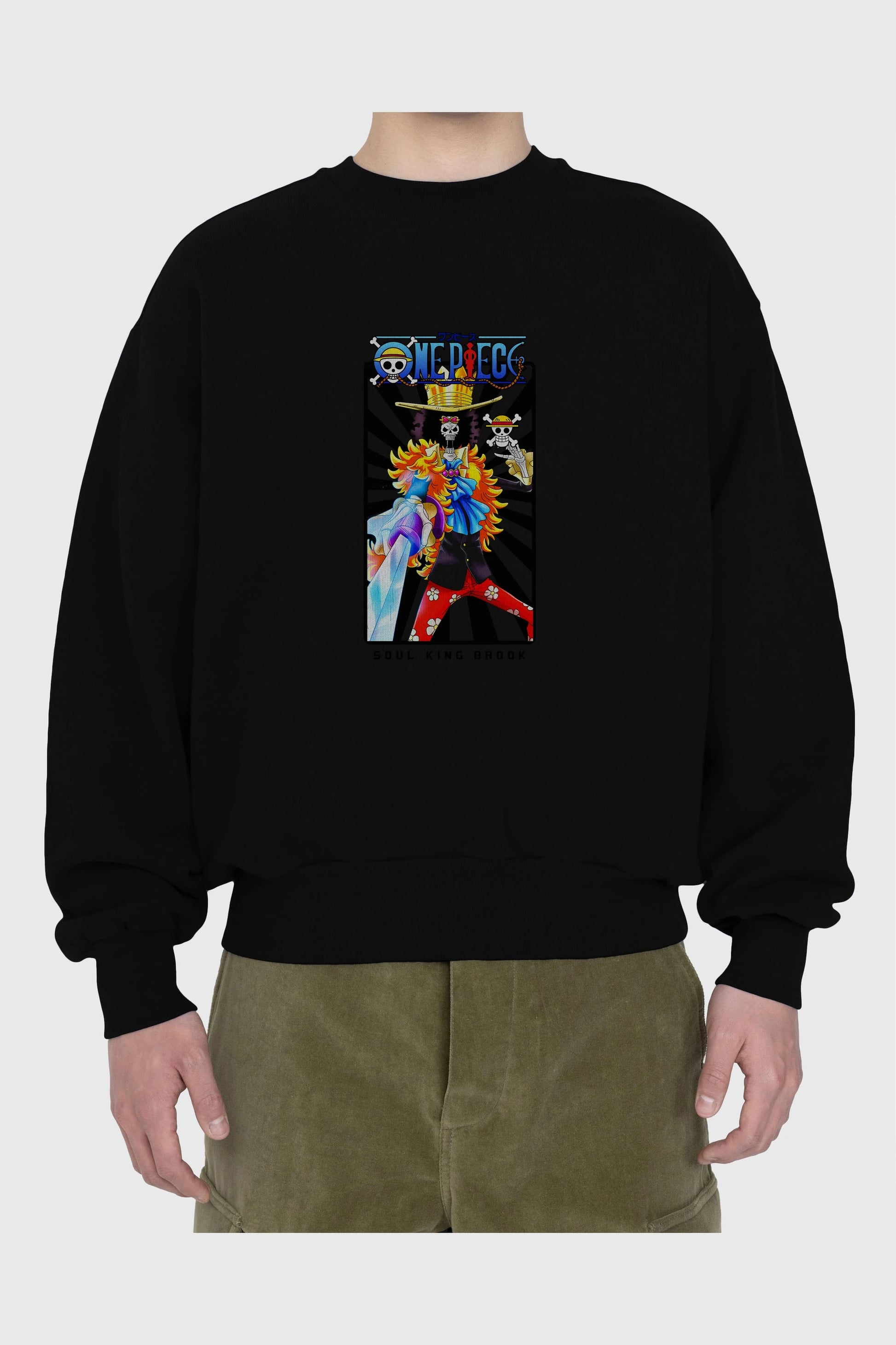 Brook Ön Baskılı Anime Oversize Sweatshirt Erkek Kadın Unisex