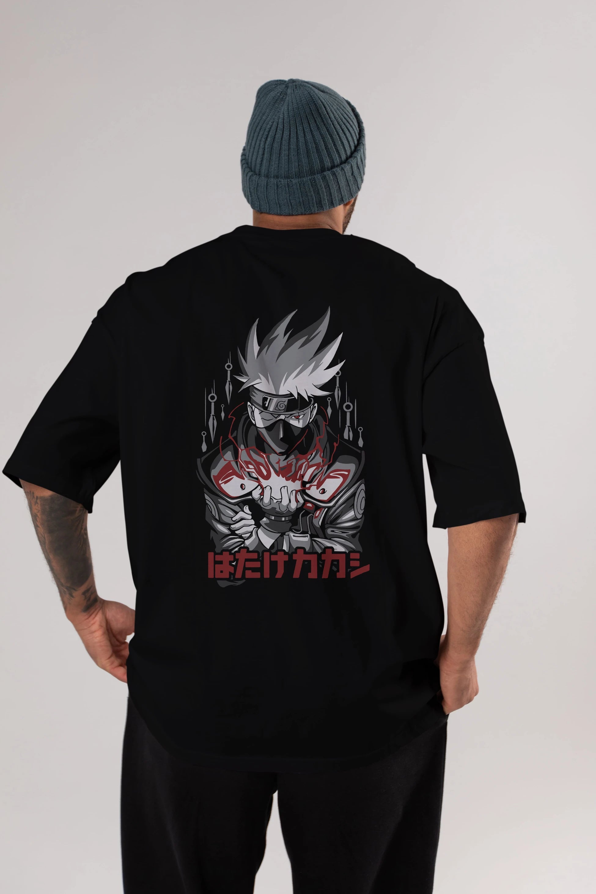 KAKASHI HATAKE NARUTO 1 Anime Arka Baskılı Oversize t-shirt Erkek Kadın Unisex