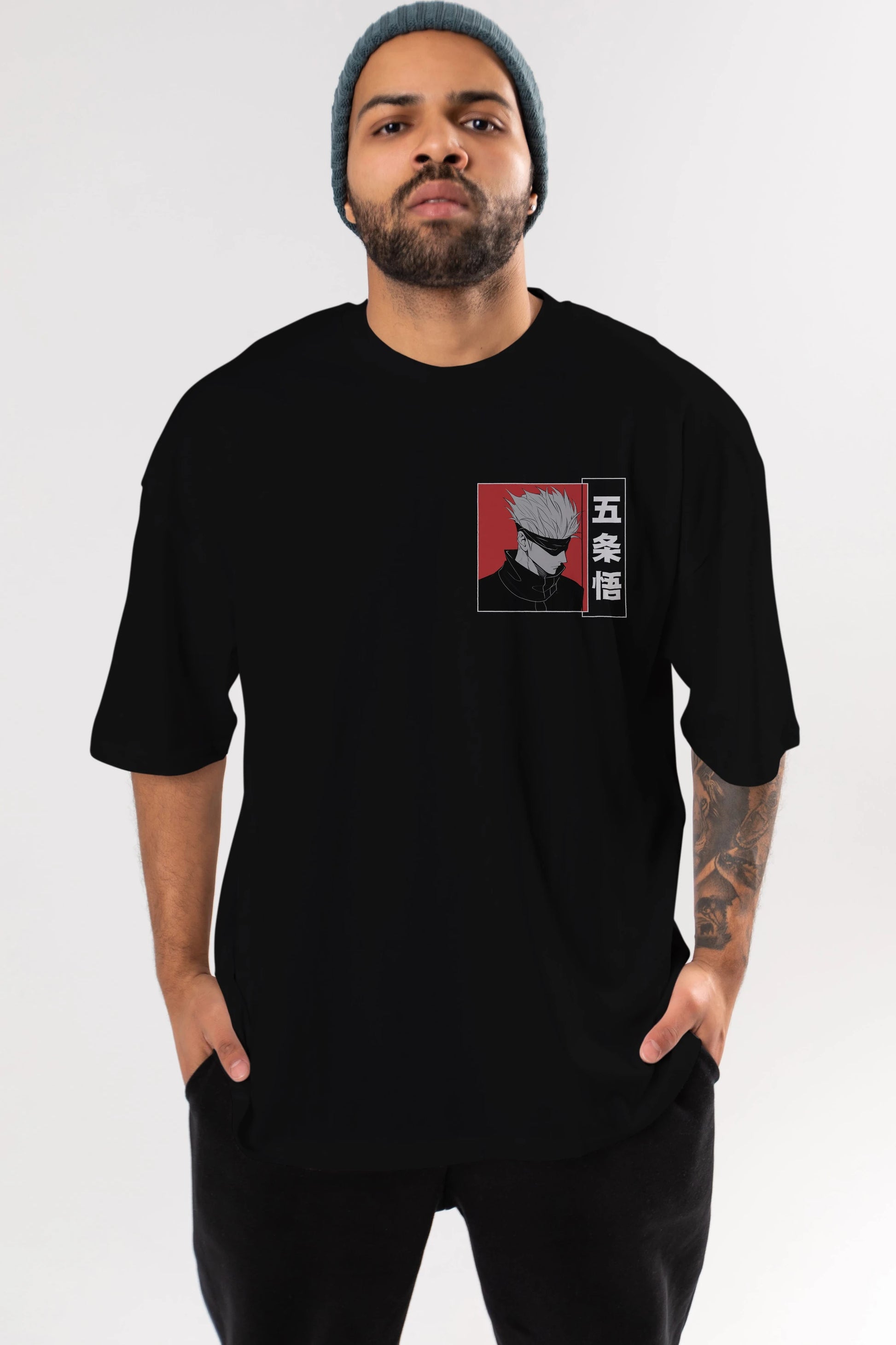 JUJUTSU KAISEN 2 Ön Sol Baskılı Oversize t-shirt Erkek Kadın Unisex %100 Pamuk Bisiklet Yaka tişort