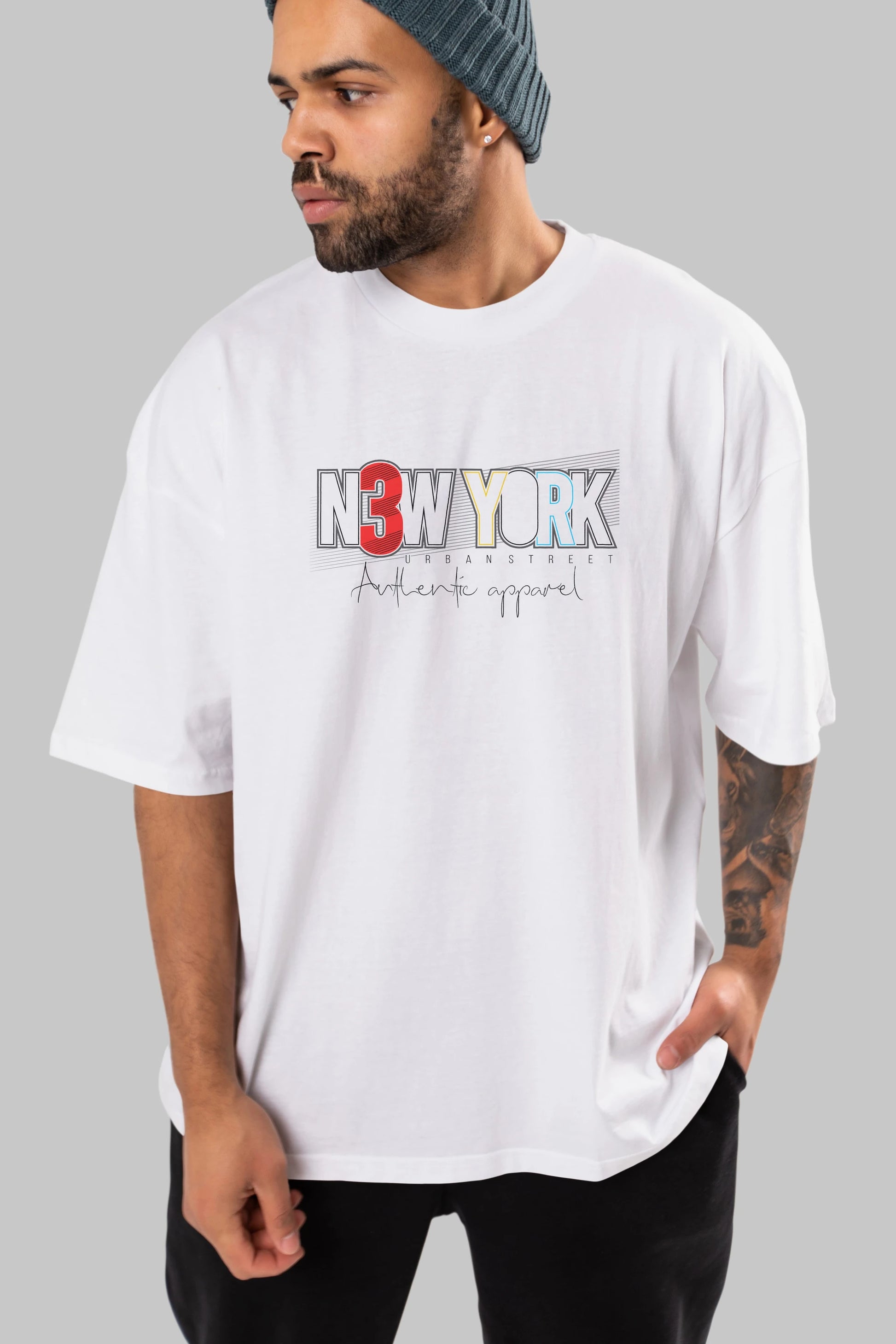New York Ön Baskılı Oversize t-shirt Erkek Kadın Unisex