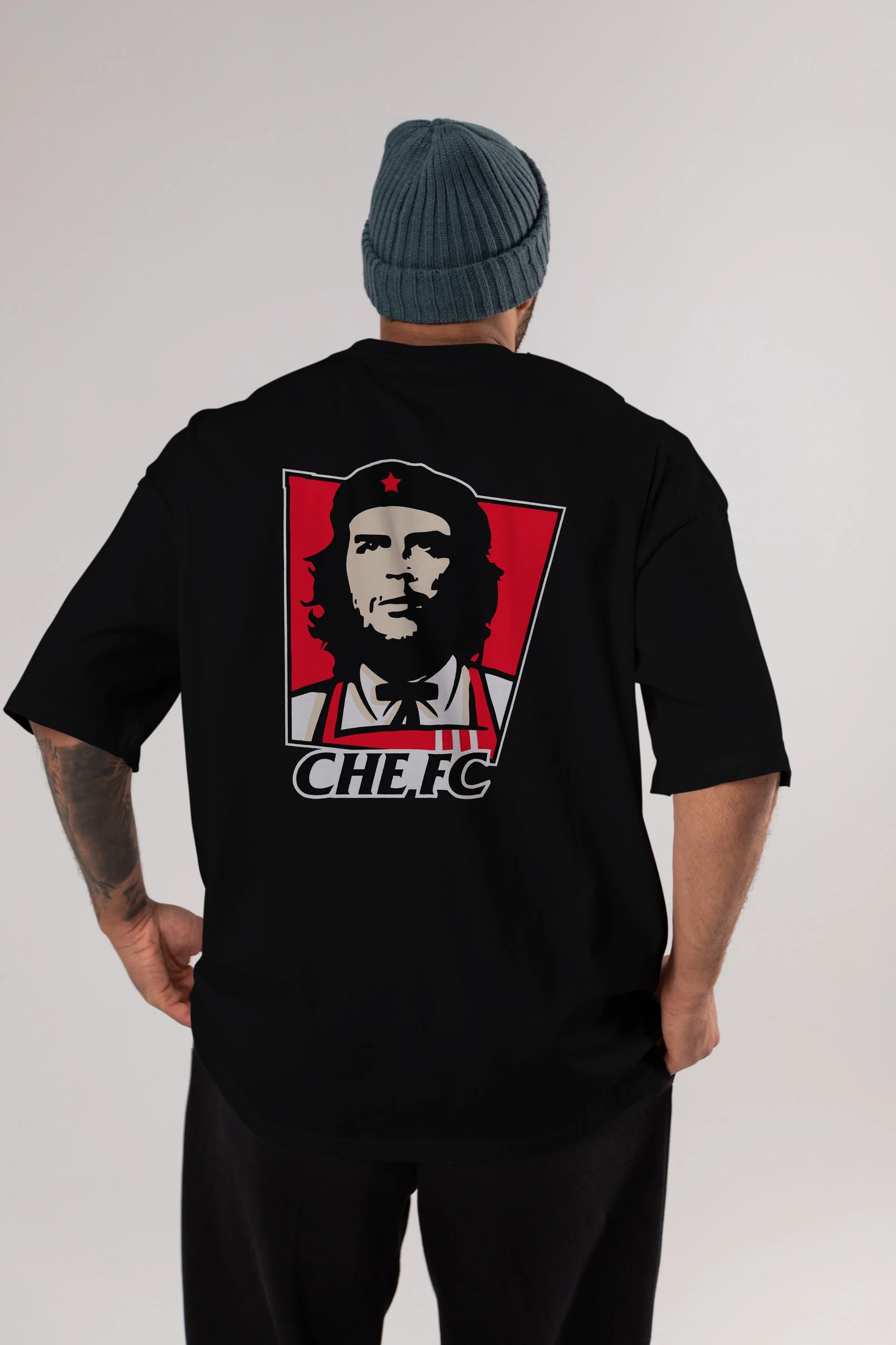 Che FC Arka Baskılı Oversize t-shirt Erkek Kadın Unisex %100 Pamuk Bisiklet Yaka tişort