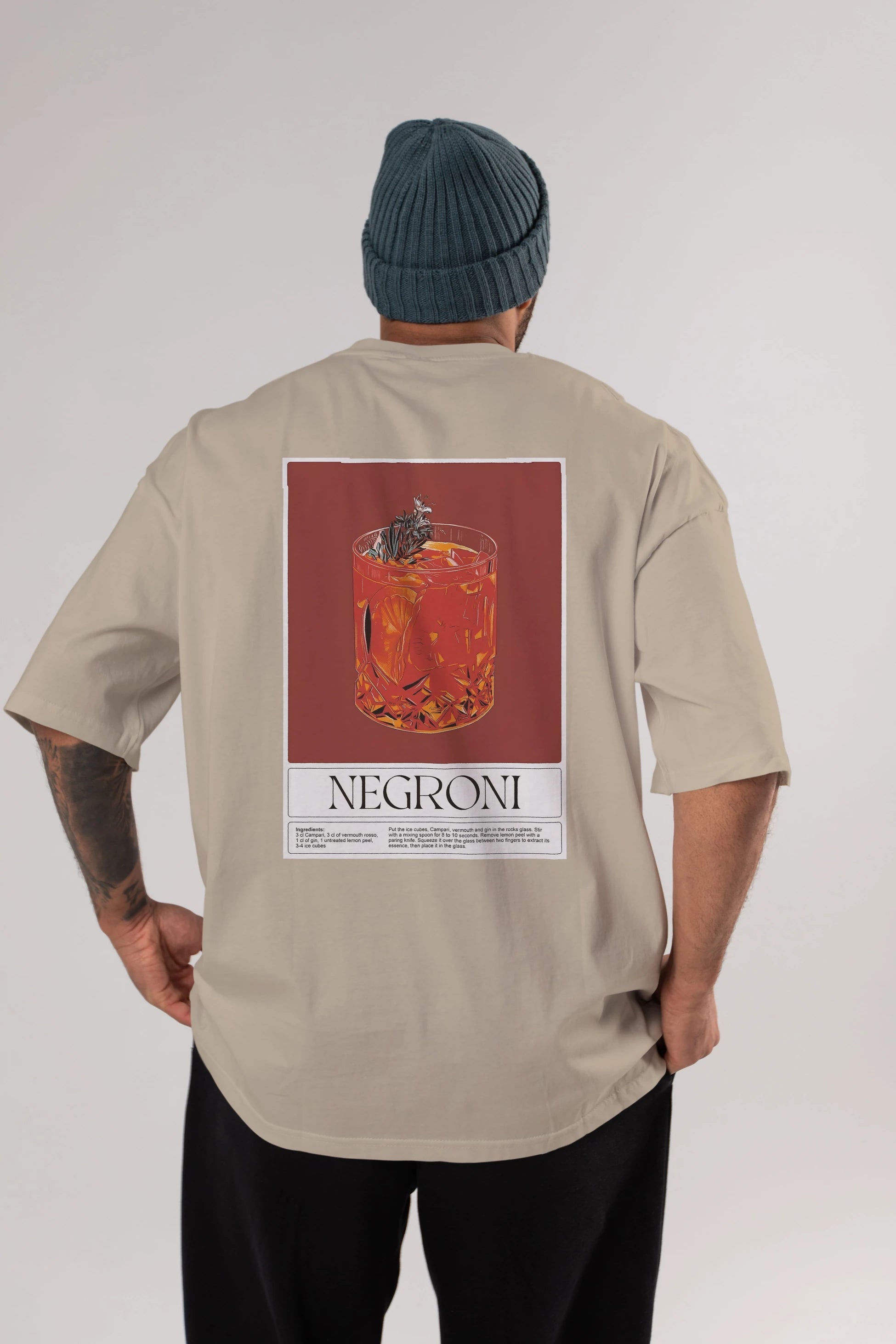 Negroni 2 Arka Baskılı Oversize t-shirt Erkek Kadın Unisex %100 Pamuk Bisiklet Yaka tişort