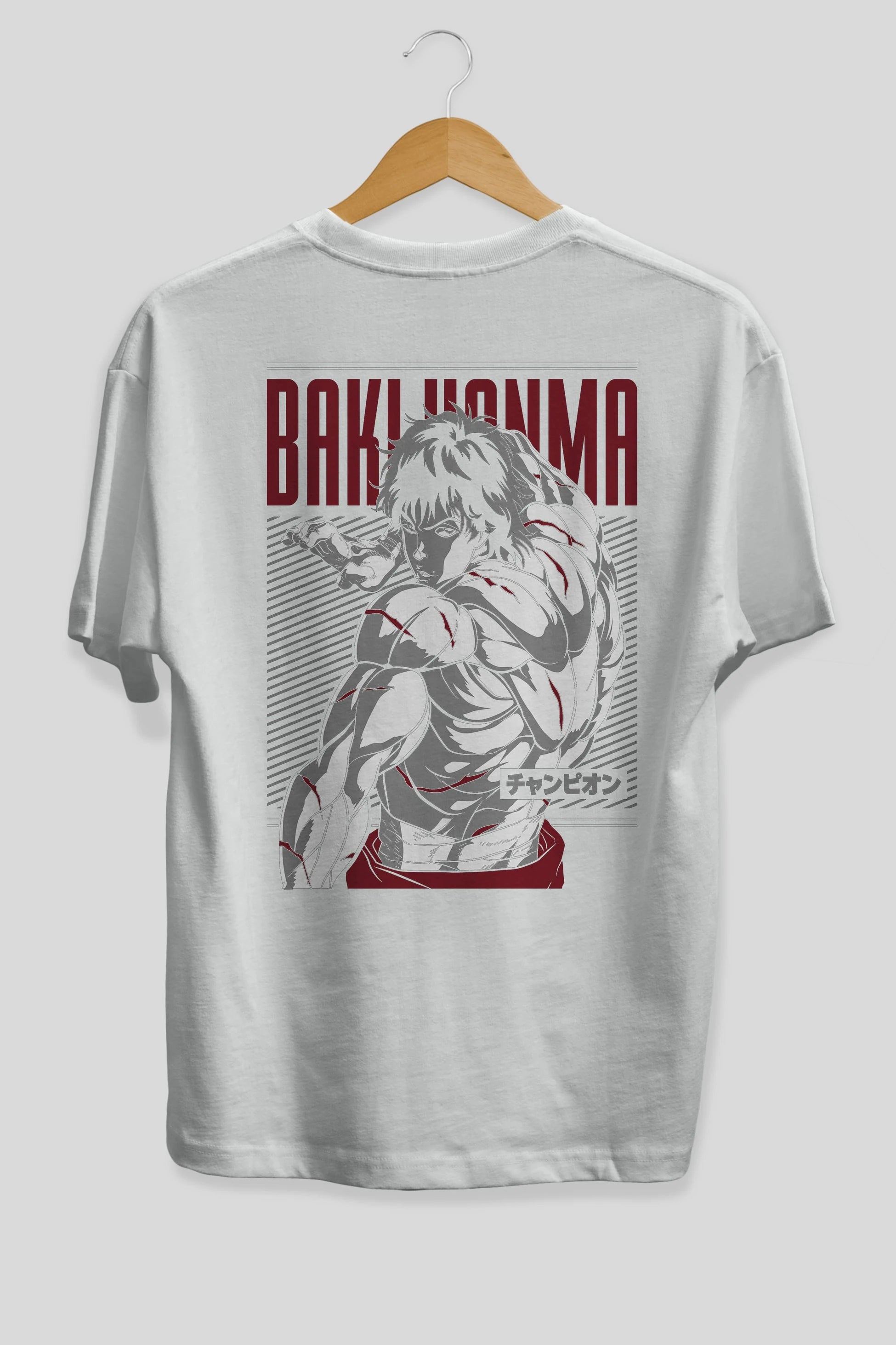 BAKI HANMA Anime Arka Baskılı Oversize t-shirt Erkek Kadın Unisex