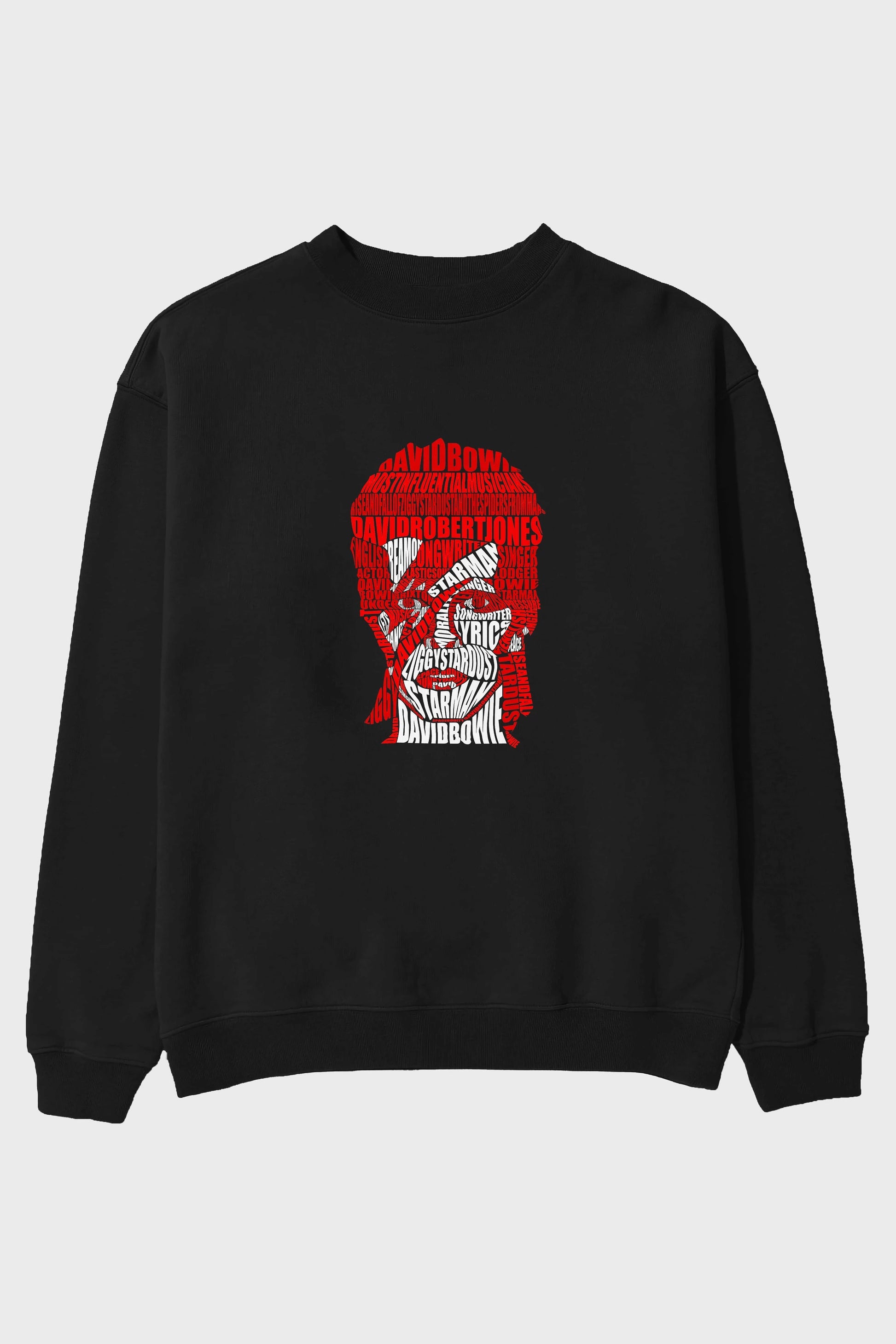 David Bowie Calligram Ön Baskılı Oversize Sweatshirt Erkek Kadın Unisex