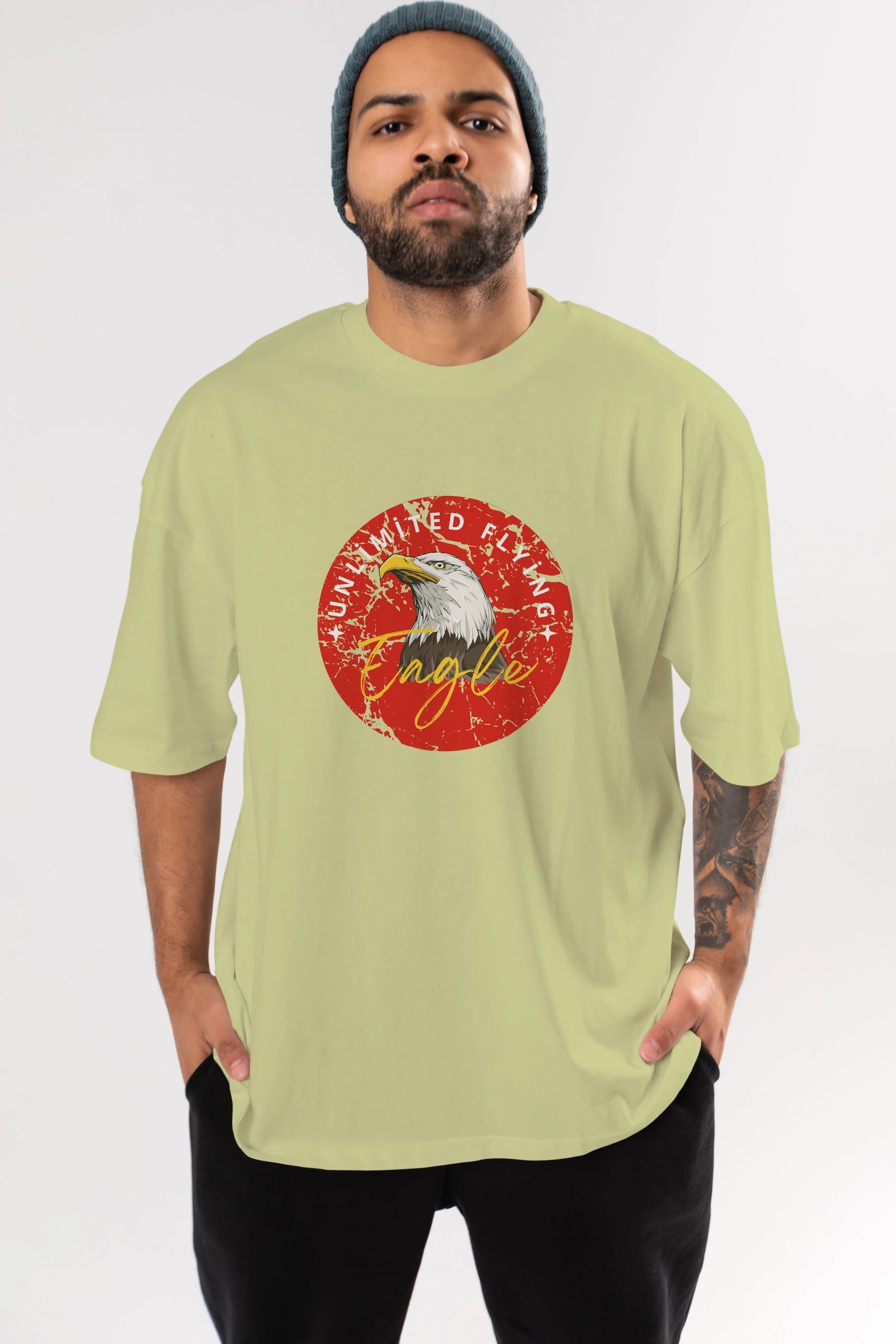 Unlimited Flying Yazılı Ön Baskılı Oversize t-shirt Erkek Kadın Unisex