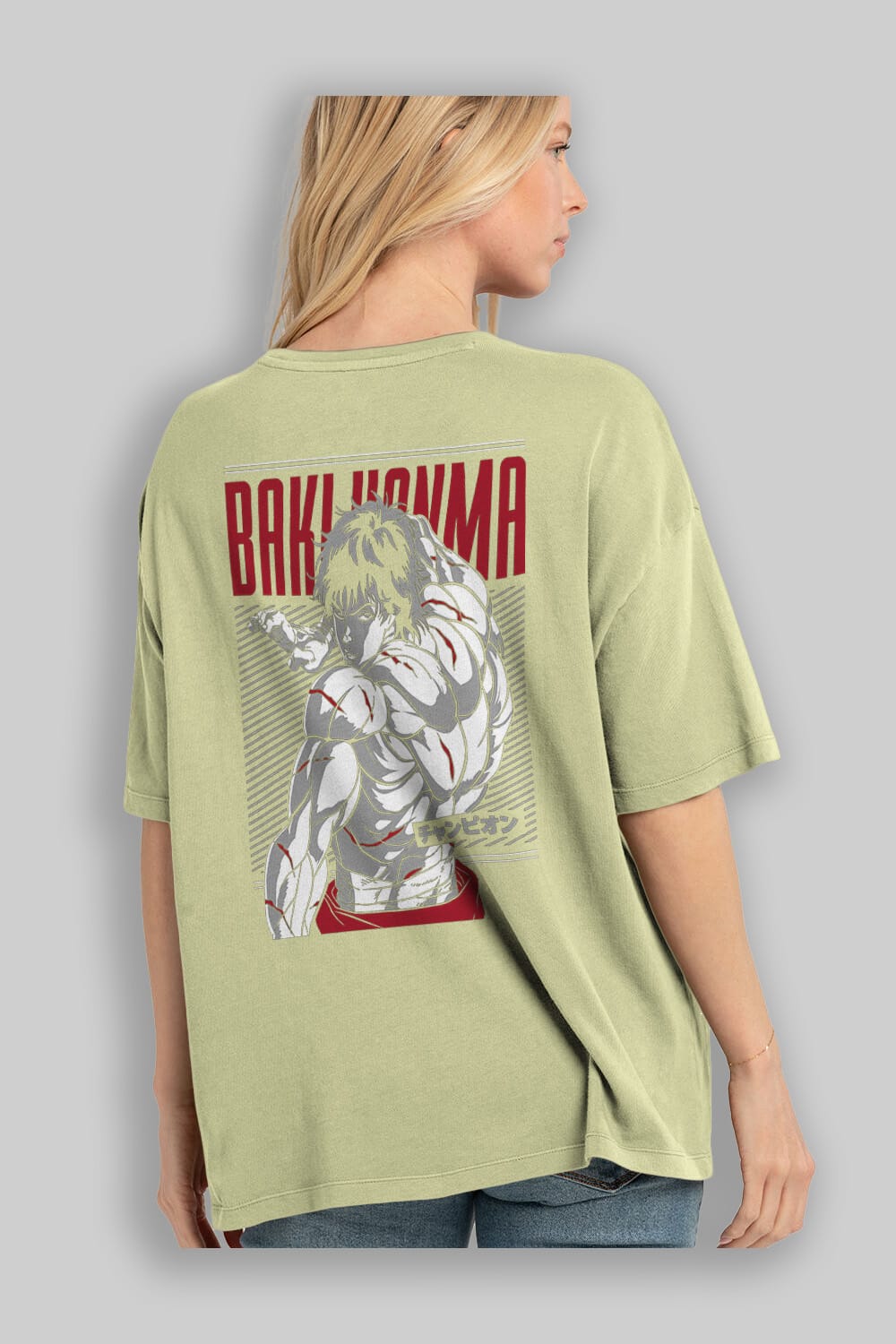 BAKI HANMA Anime Arka Baskılı Oversize t-shirt Erkek Kadın Unisex