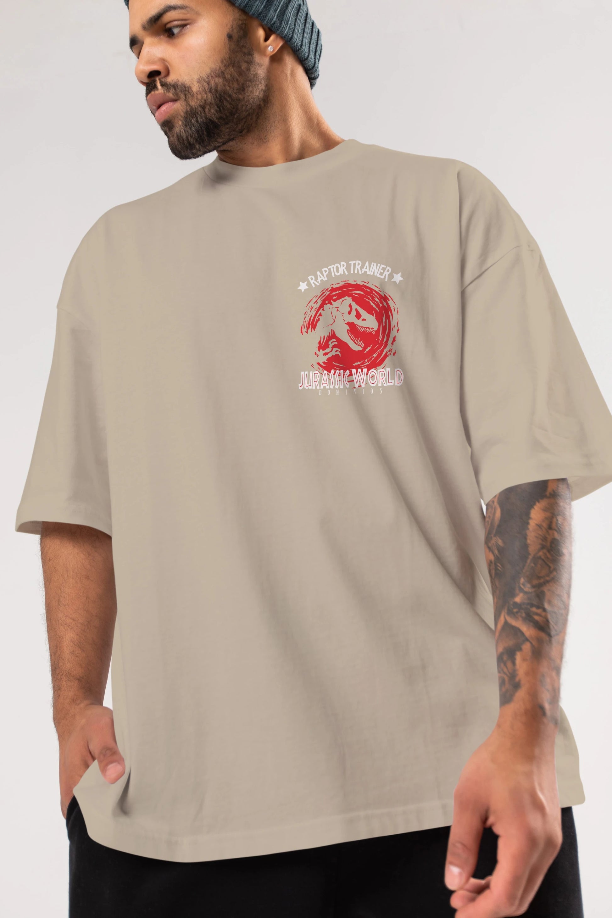Jurassic Park (3) Ön Sol Baskılı Oversize t-shirt Erkek Kadın Unisex %100 Pamuk Bisiklet Yaka tişort