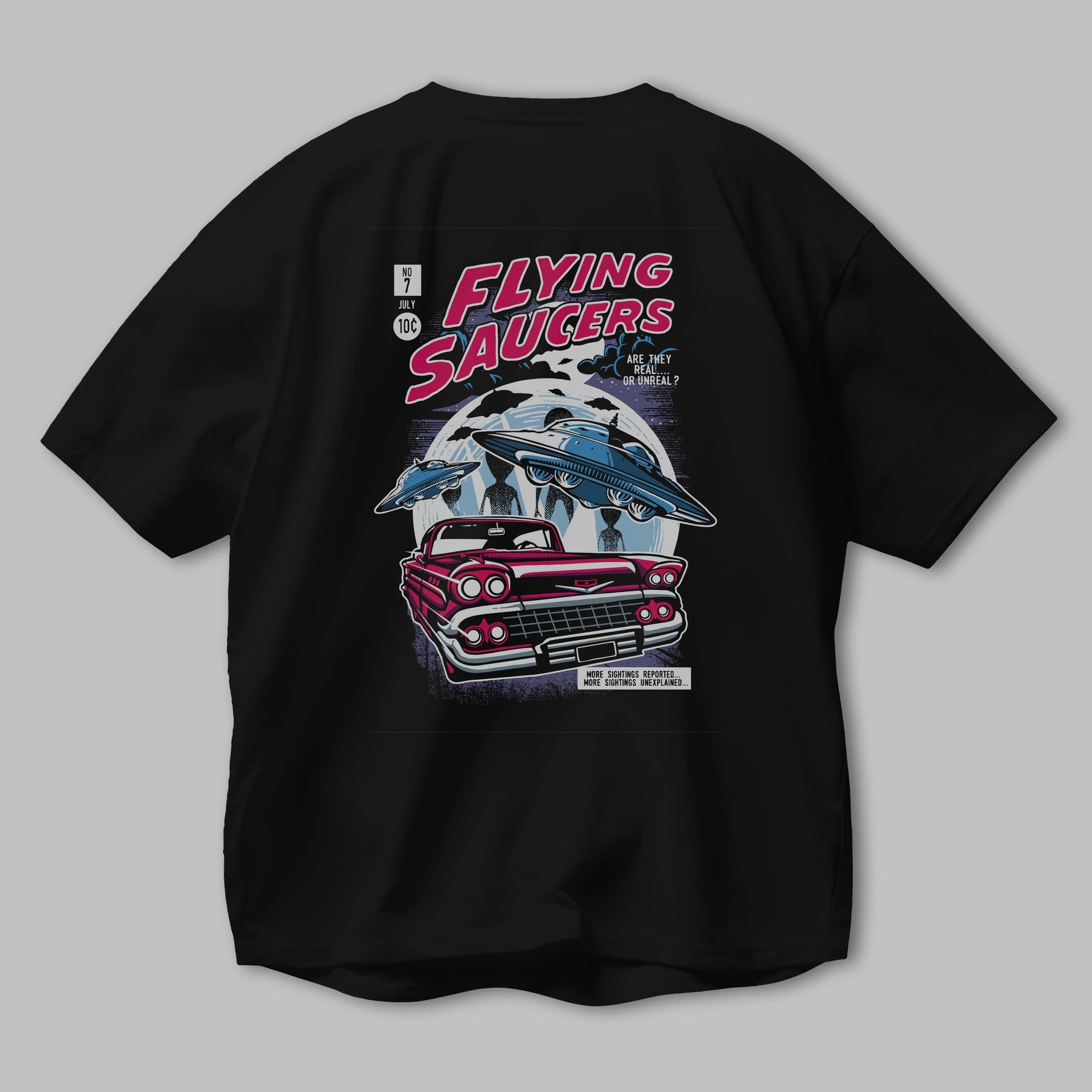 Flying Saucers Arka Baskılı Oversize t-shirt Erkek Kadın Unisex %100 Pamuk