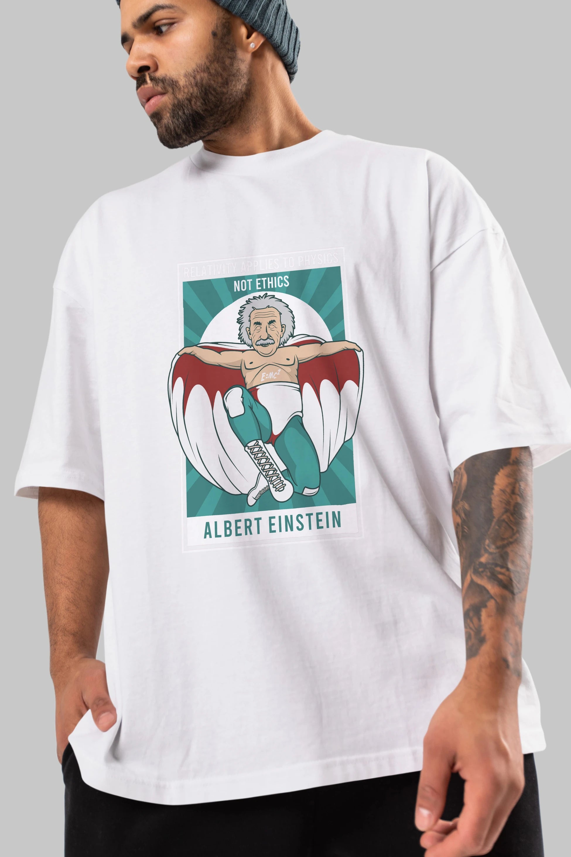 Nacho Libre Einstein Ön Baskılı Oversize t-shirt Erkek Kadın Unisex %100 Pamuk tişort