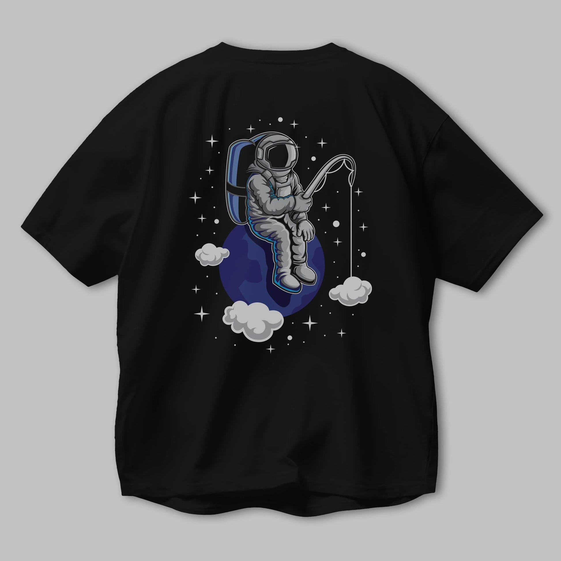 Astronaut Fishing (2) Arka Baskılı Oversize t-shirt Erkek Kadın Unisex