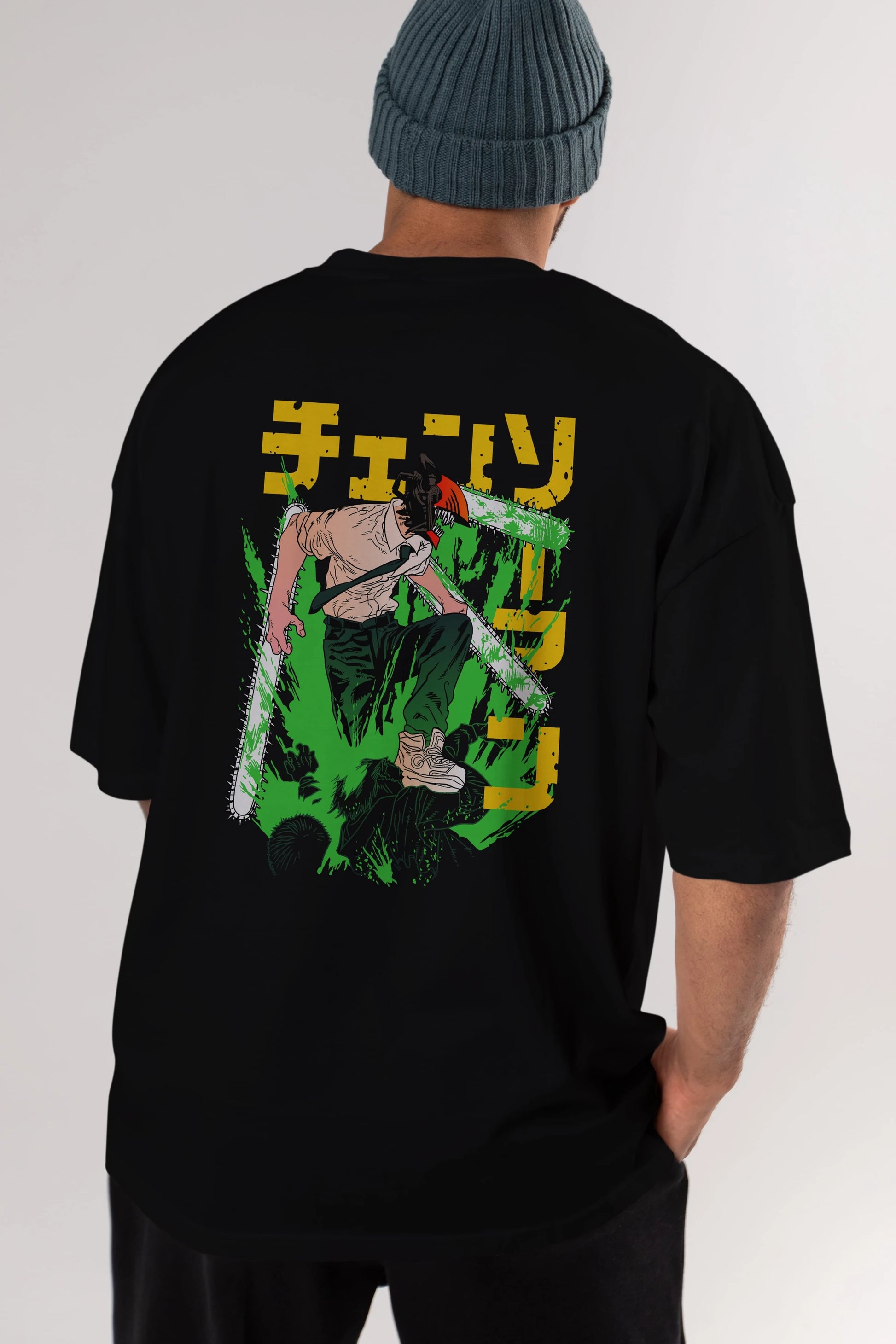 CHAINSAWMAN DENJI Anime Arka Baskılı Oversize t-shirt Erkek Kadın Unisex