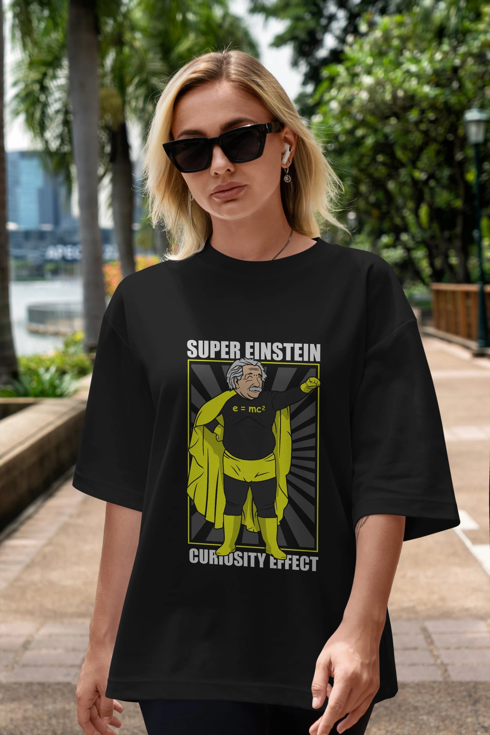 Super Einsten Ön Baskılı Oversize t-shirt Erkek Kadın Unisex %100 Pamuk tişort