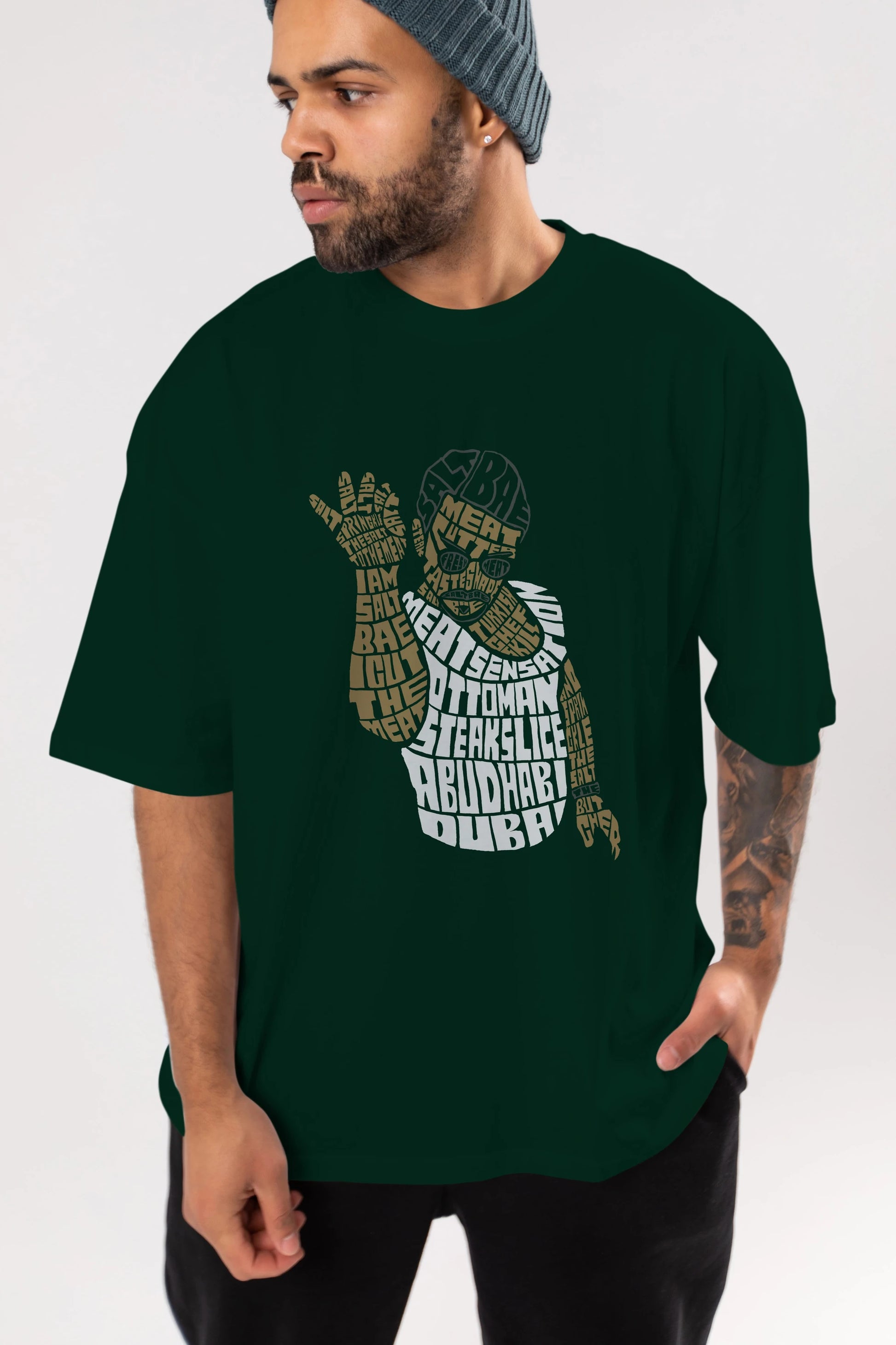 Salt Bae Ön Baskılı Oversize t-shirt %100 pamuk Erkek Kadın Unisex