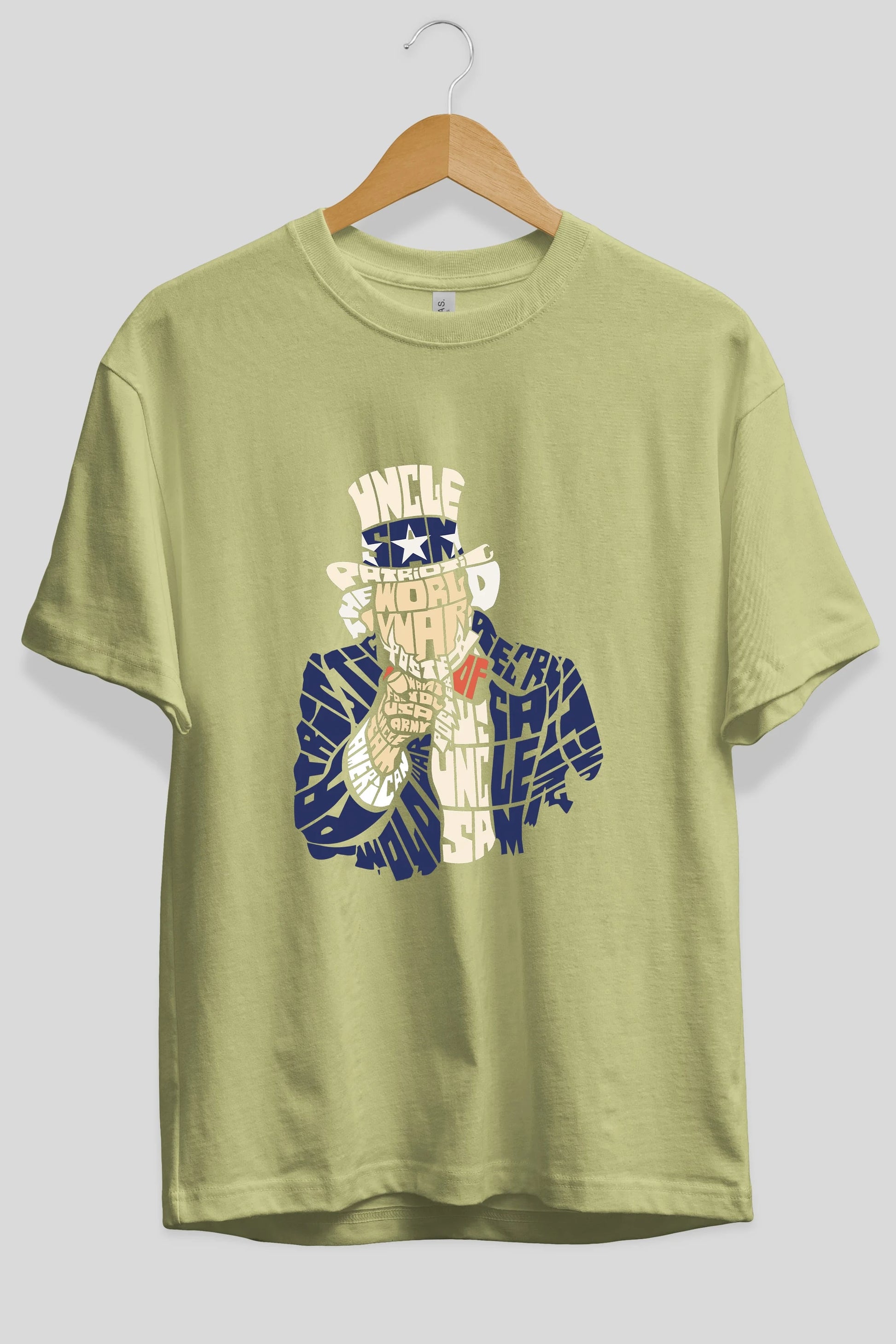 Uncle Sam Ön Baskılı Oversize t-shirt %100 pamuk Erkek Kadın Unisex