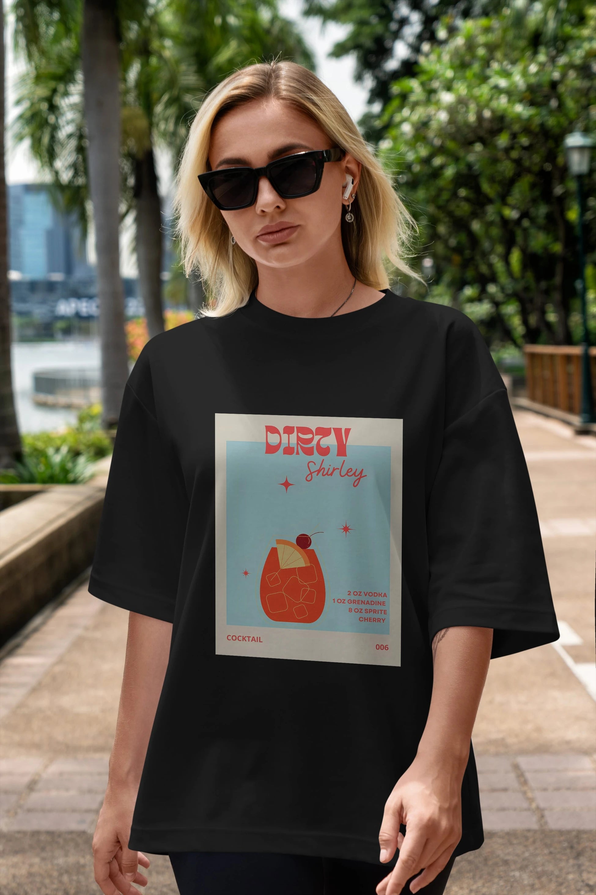 Dirty Shirley Ön Baskılı Oversize t-shirt Erkek Kadın Unisex %100 Pamuk Bisiklet Yaka tişort