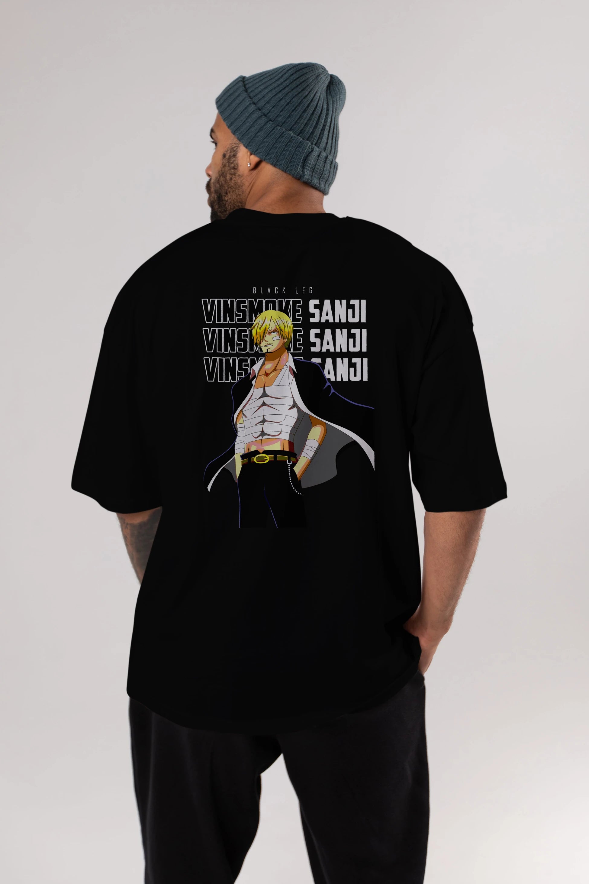 Sanji Anime Arka Baskılı Oversize t-shirt Erkek Kadın Unisex %100 pamuk tişort