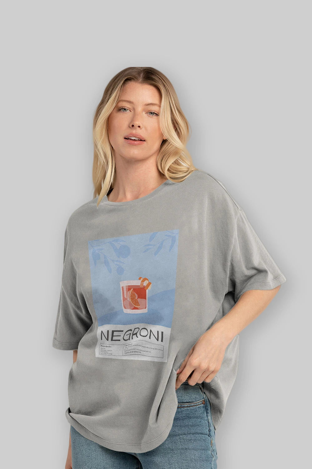 Negroni Ön Baskılı Oversize t-shirt Erkek Kadın Unisex %100 Pamuk Bisiklet Yaka tişort
